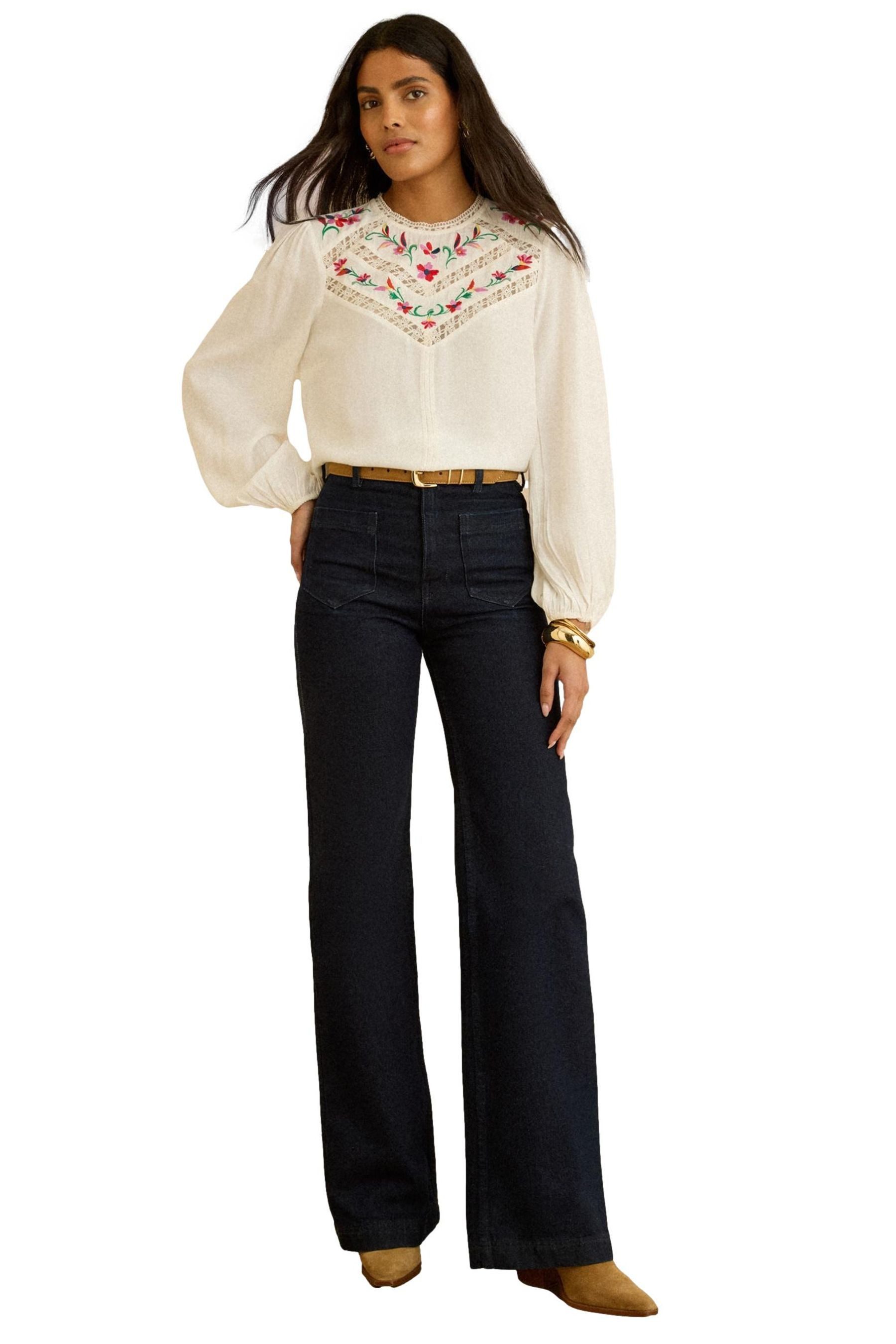 Langarmbluse Love & Roses Langarm-Bluse, Stickerei, Kurzgröße