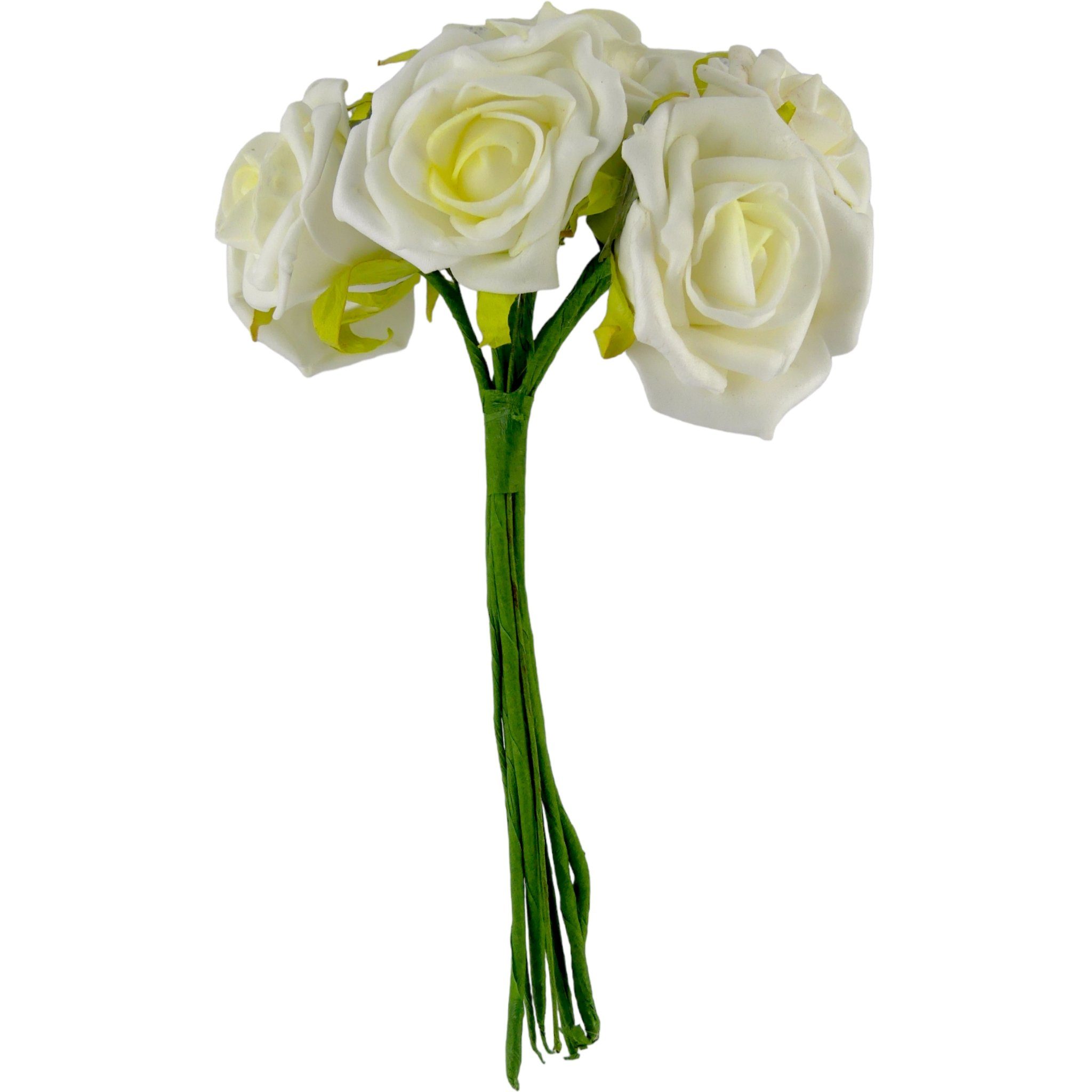 Kunstblume Moos Schaumrossen Rosen Foam Weiß 4cm, am St., Stiel 8 Florissima