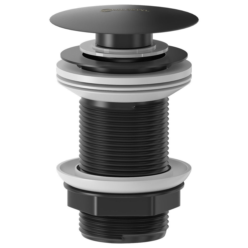 Lomadox Ablaufventil FAUCET-140, Edelstahl Click-Clack Ablaufventil in Schwarz matt