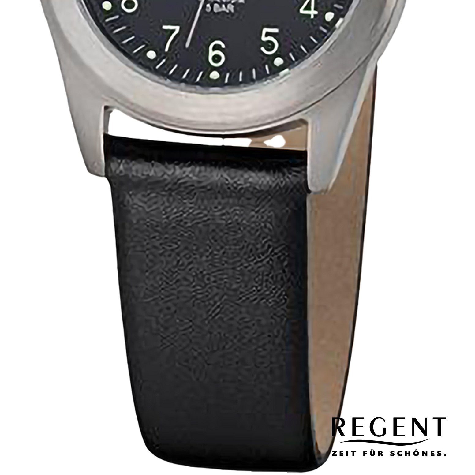 Damen Quarzuhr extra Damen Armbanduhr 26mm), (ca. Regent Armbanduhr Regent Lederarmband Analog, groß rund,