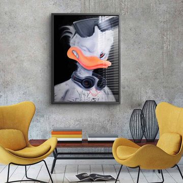 DOTCOMCANVAS® Acrylglasbild Facetune - Acrylglas, Acrylglasbild Duck Pop Art Comic Porträt Facetune weiß schwarz