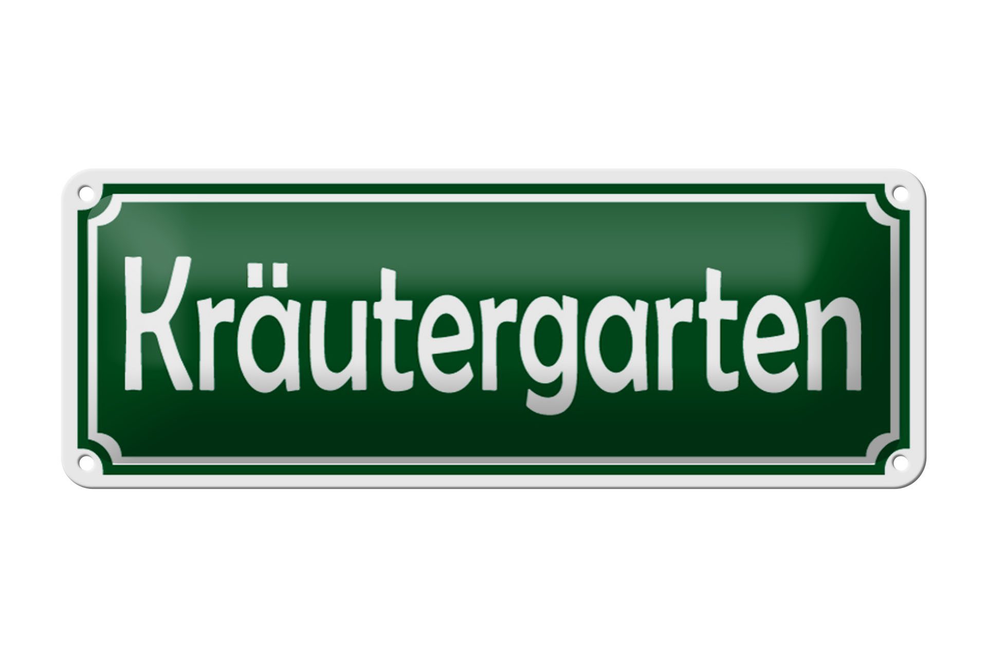 Femer GmbH Metallschild Kräutergarten 27x10cm Pflanzen Küchenkräuter, (1 St), gewölbte Oberfläche, abgerundete Ecken, umgeschlagene Kanten