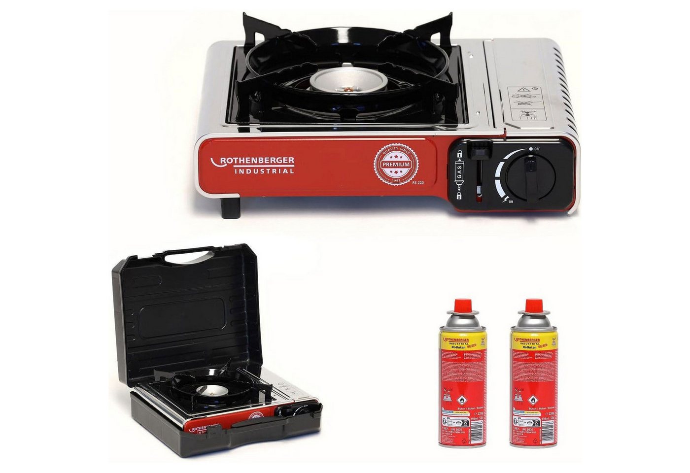 Rothenberger Industrial Gaskocher ROTHENBERGER Industrial Campingkocher 2,2 kW Premium RS 220 inkl. 2x R
