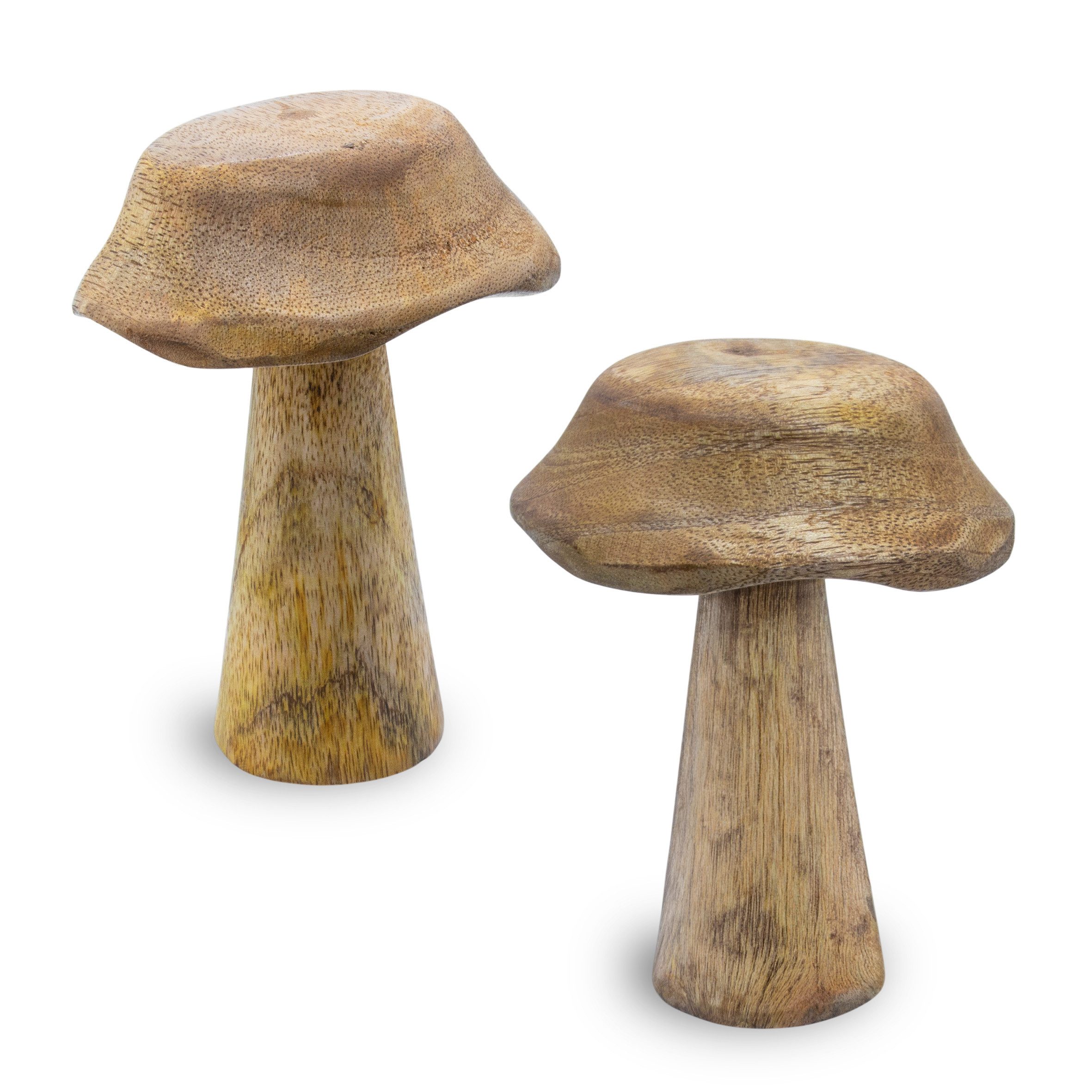 Spetebo Dekofigur Mango Holz Deko Pilze 2er Set zum Hinstellen (natur, 1 St.,14 x 10 cm), Holz Pilz Figur für vielseitige Dekoration
