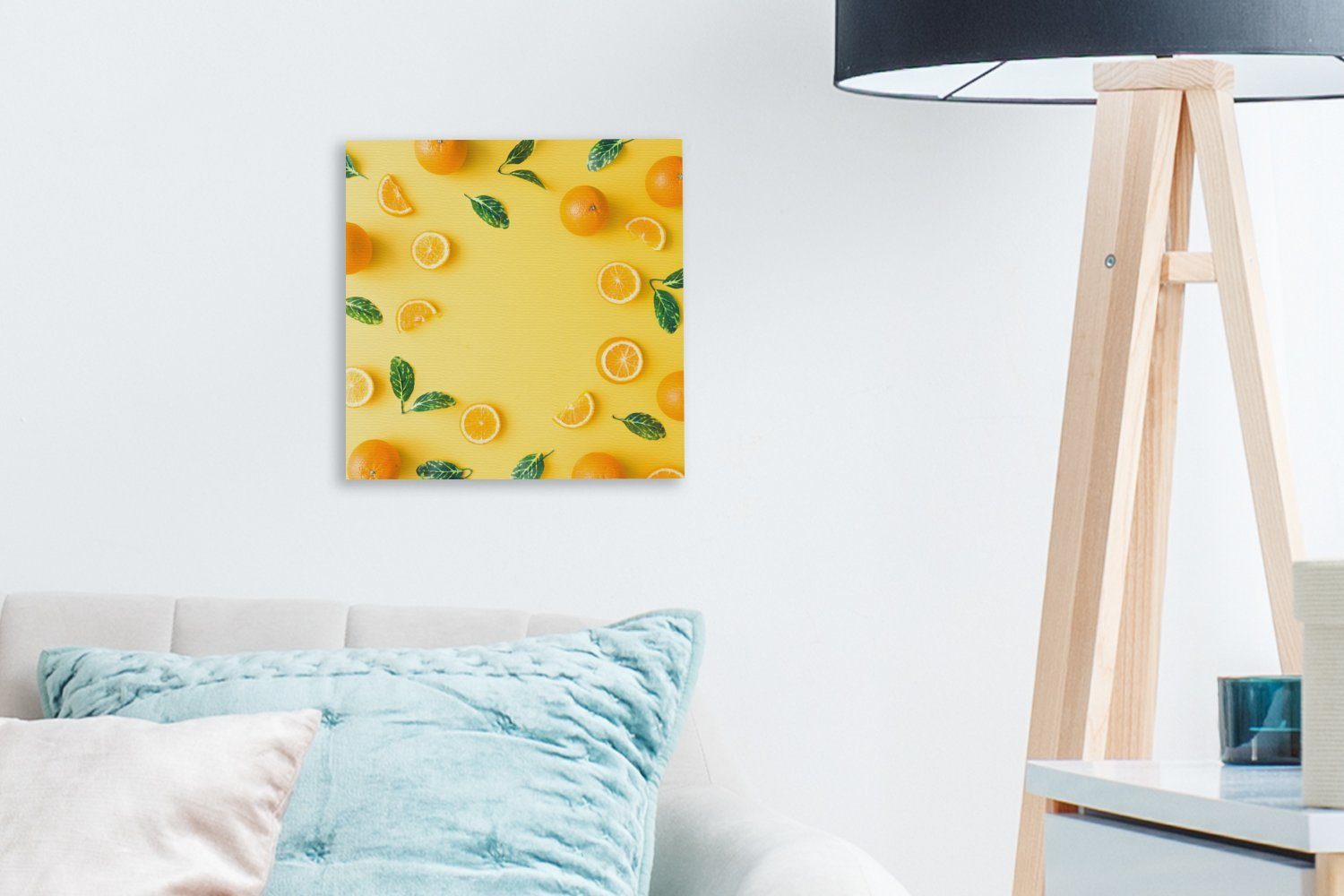OneMillionCanvasses® Leinwandbild Orange Gelb, (1 - - Obst für Bilder Schlafzimmer Leinwand St), Wohnzimmer
