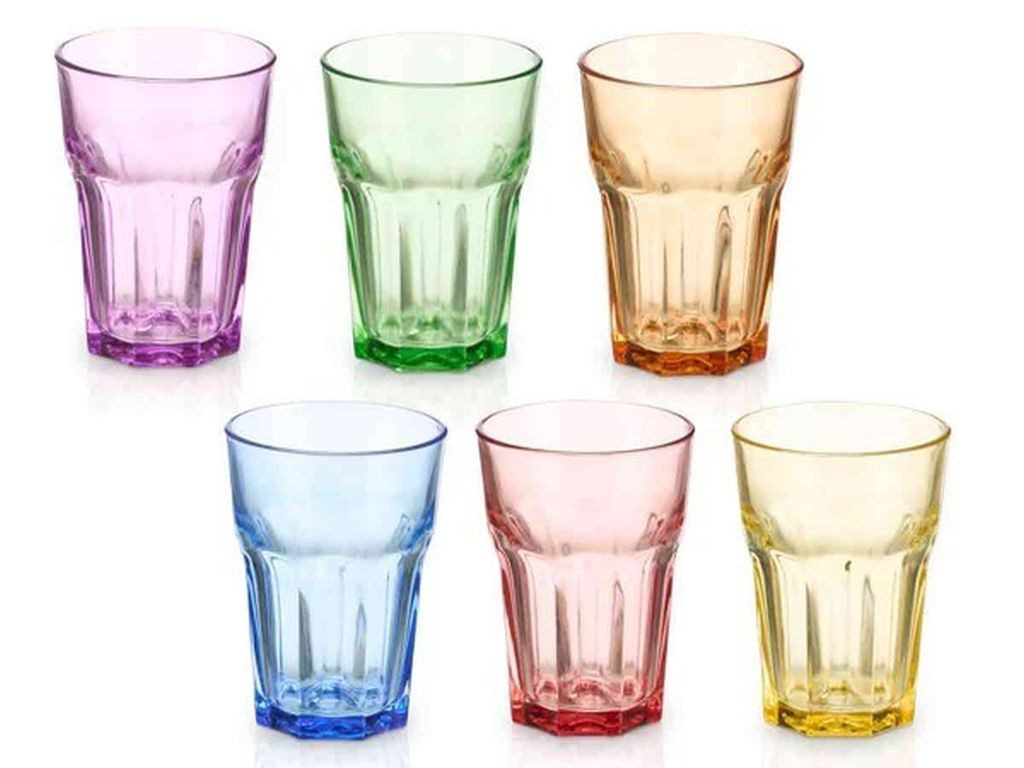 emeco Gläser-Set 6er Trinkgläser Buntes Glas 360 ml Wassergläser Longdrinkgläser 76755, 6-tlg., Glas