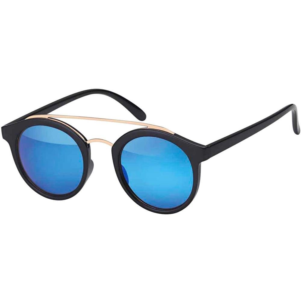 BEZLIT Eyewear Retrosonnenbrille Unisex Deppelsteg Designer Sonnenbrille (1-St) mit schwarzen Linsen Blau Schwarz | Sonnenbrillen