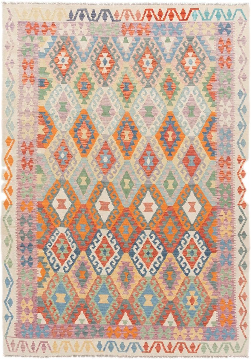 Trading, Handgewebter Nain rechteckig, 3 Orientteppich Afghan Kelim 211x295 Höhe: Orientteppich, mm