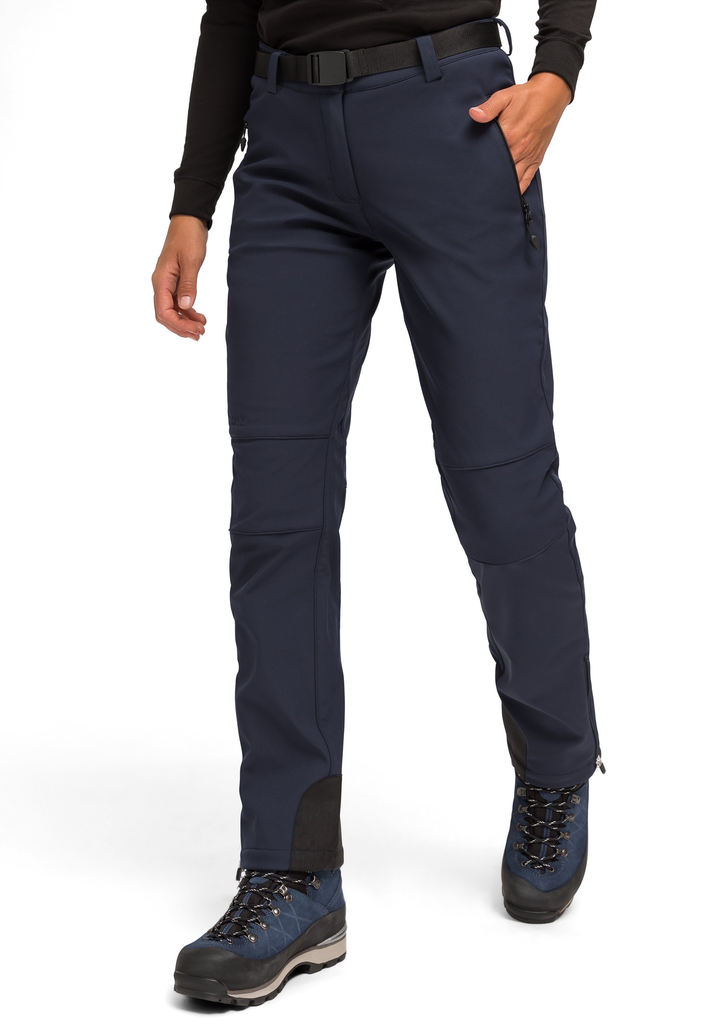 Warme Pants Funktionshose W Tech und winddicht Maier Softshellhose, elastisch Sports dunkelblau