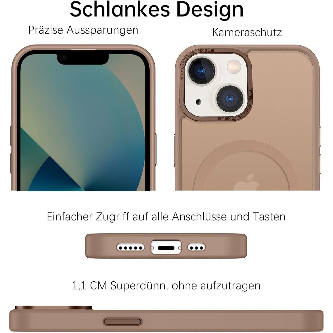 CoolGadget Handyhülle Magnet Hülle für iPhone 13 Schutzhülle mit Metall Kamerarahmen 6,1 Zoll, magnetisches Schutzcase Matt Stoßfest kompatibel mit Magsafe Zube – Bild 2 von 5