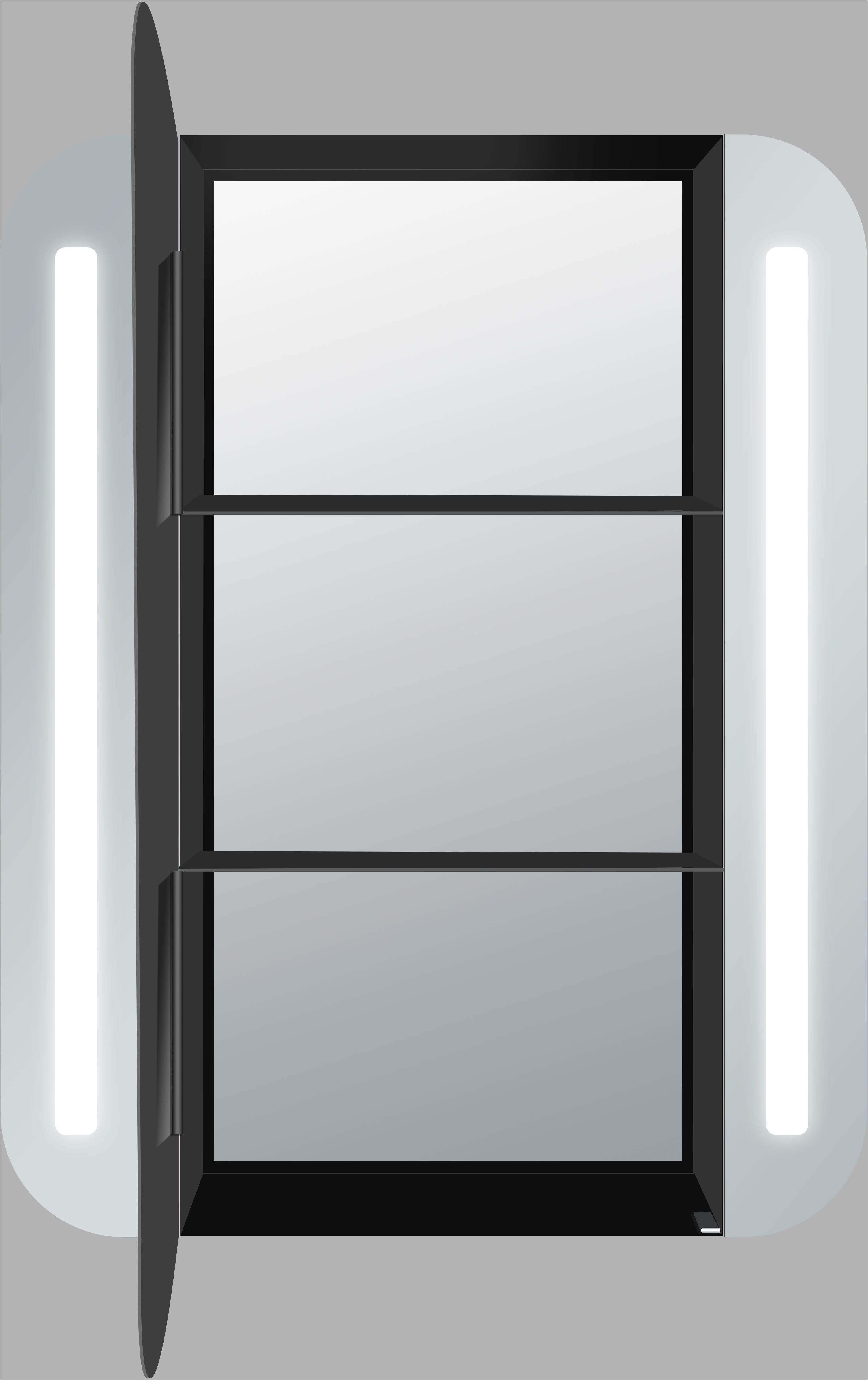 Talos Badezimmerspiegelschrank Talos Black Linea austauschbare LED-Beleuchtung, 60x70cm