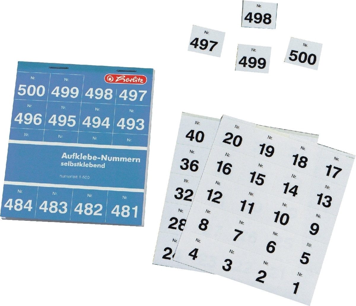 Herlitz Formularblock Aufklebenummern 1-500 weiß selbstklebend