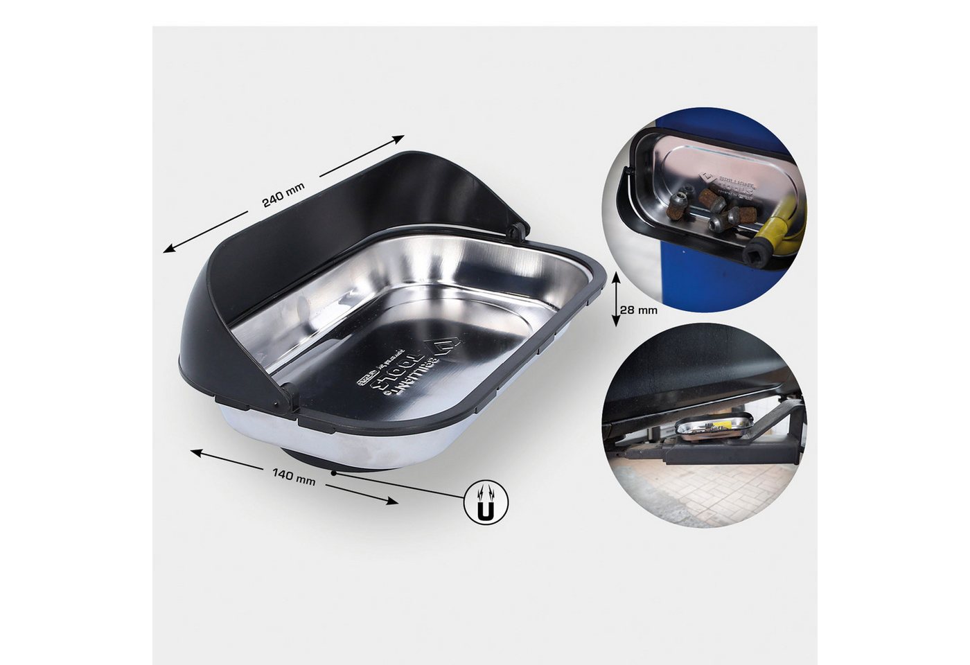 Thumbnail - Brilliant Tools Montagewerkzeug BRILLIANT TOOLS Magnetisches Tablett / Schale aus Edelstahl mit A...