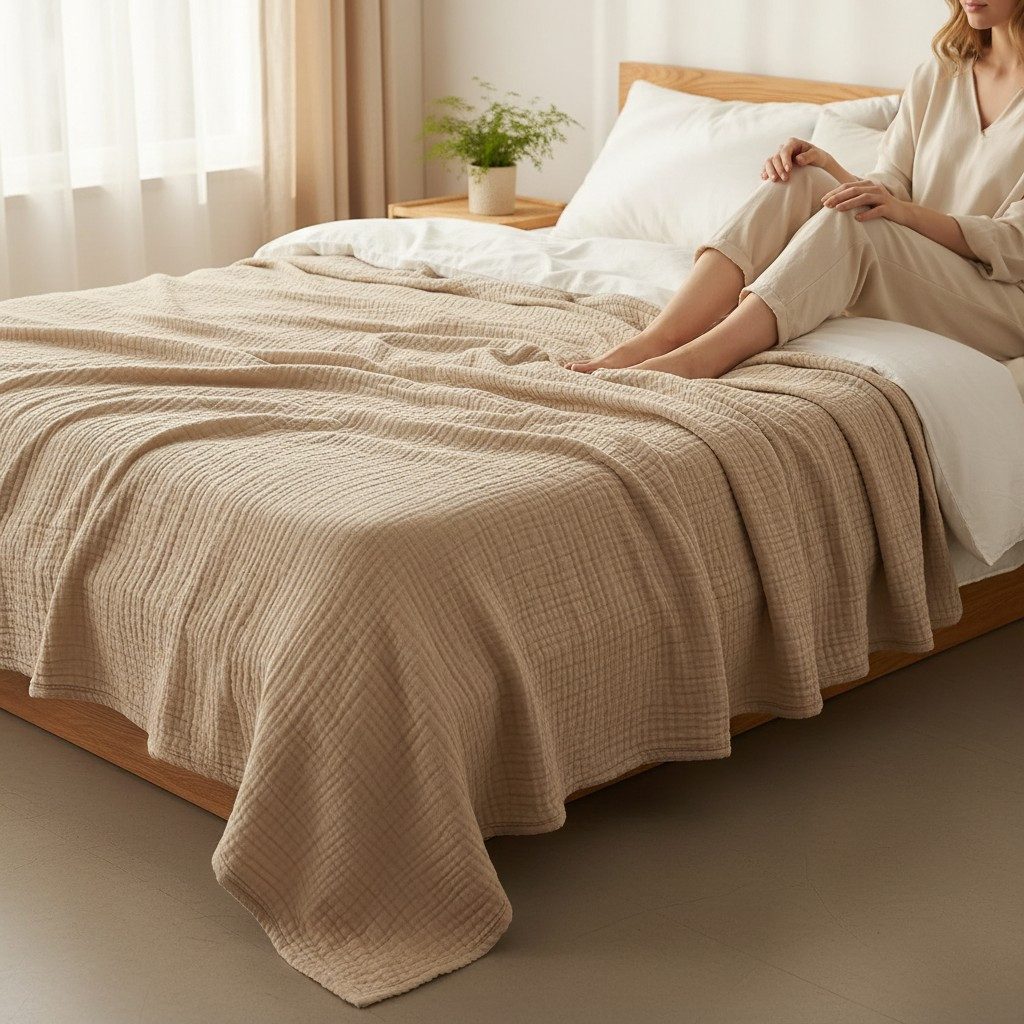 Wohndecke Musselin Decke, JASLIFE, Sommerdecke,100% Baumwolle