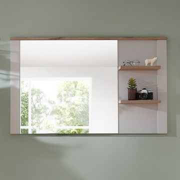 Lomadox Wandspiegel DEVON-36, mit Ablagen Garderobe Flur matt grau mit Eiche Landhausstil 130 cm