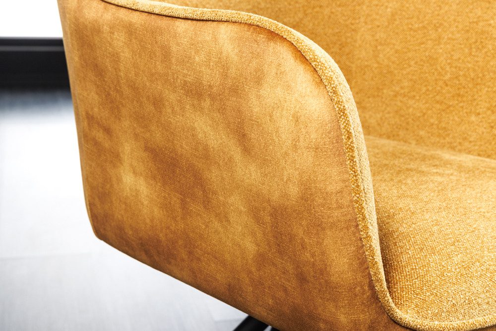 riess-ambiente Polsterstuhl VERONA senfgelb – Samt & Strukturstoff, mit Armlehne, Metall (Einzelartikel, 1 St), 180° drehbar mit Auto-Return-Funktion – ideal fü – Bild 5 von 5