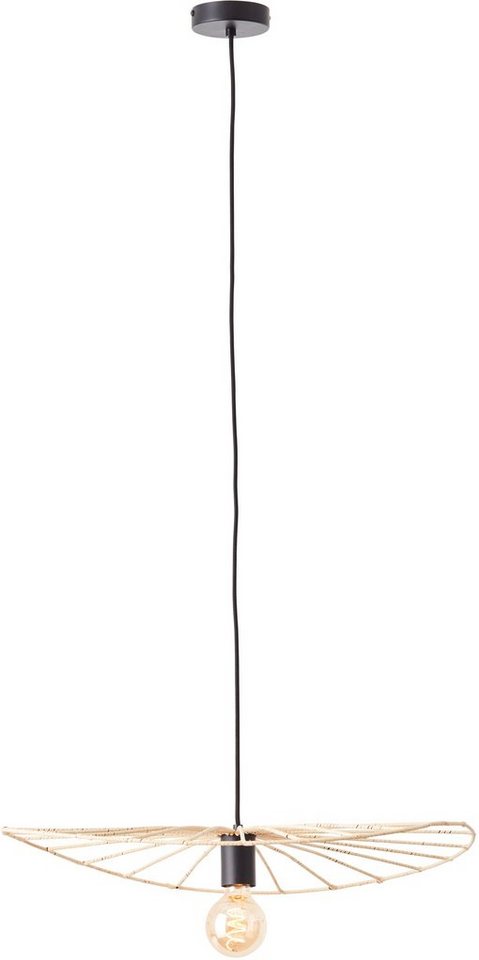 Brilliant Pendelleuchte Malty, ohne Leuchtmittel, 120 cm Höhe, Ø 60 cm, E27,  Metall/Rattan, schwarz/natur