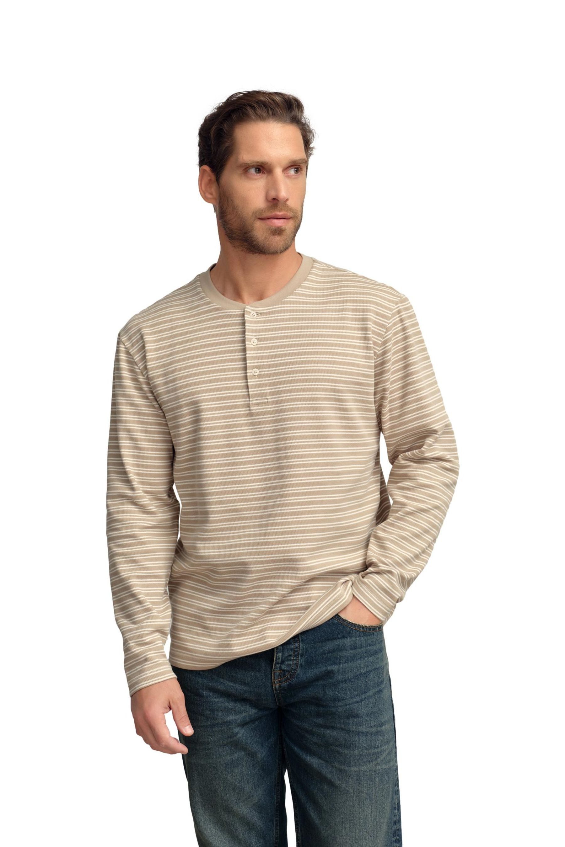 Next Langarmshirt Langarmshirt mit Grandad-Kragen aus Baumwolle (1-tlg)