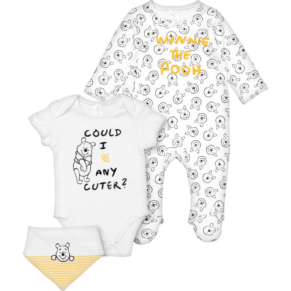 Disney Body Winnie Pooh Unisex Kinder (3-tlg) Baby Outfit, Geschenkset, Erstausstattungsset, Babyerstausstattung