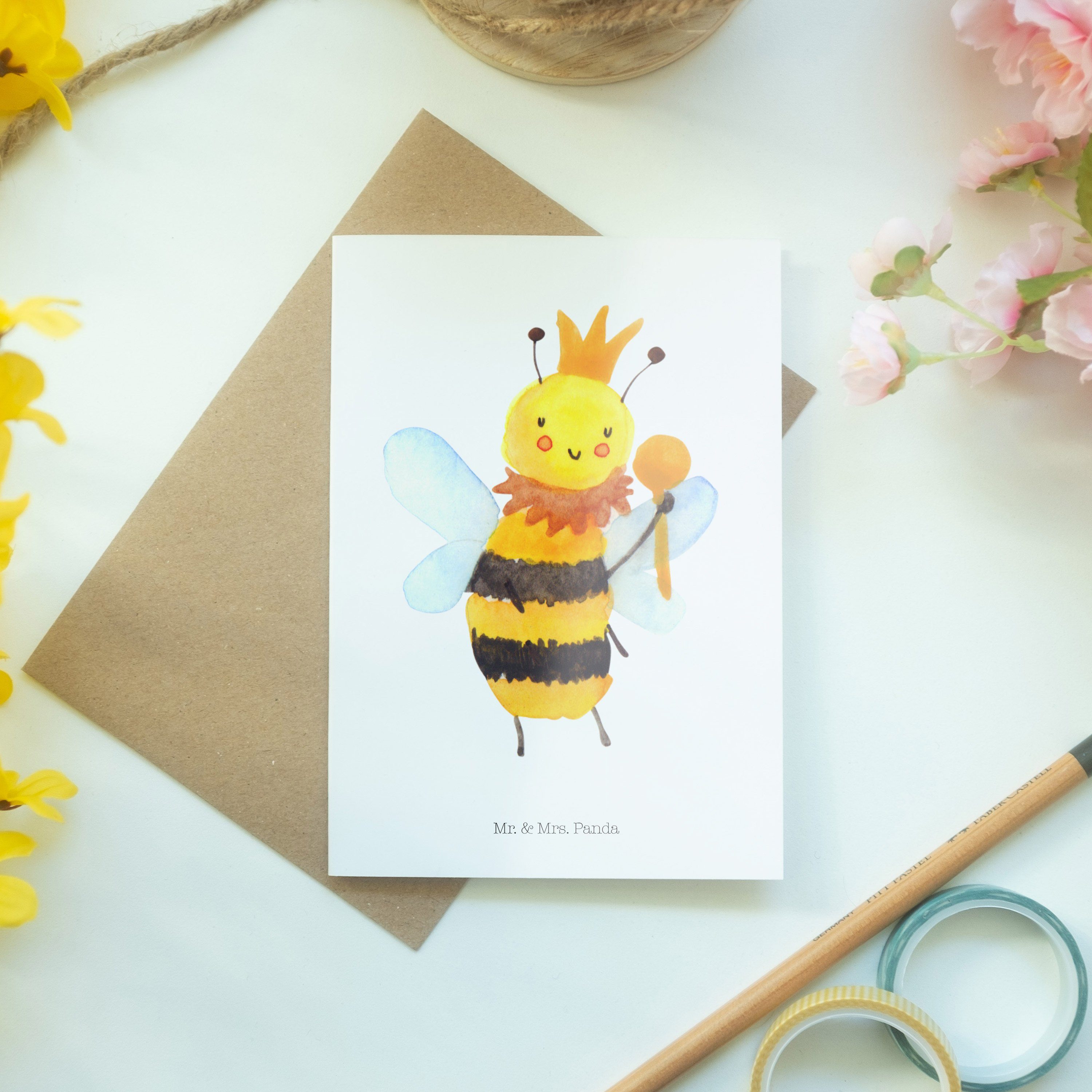 Mrs. Hochzeitskarte, Klappkarte, & Grußkarte - Weiß Biene - Panda König Mr. Geschenk, Einladungs