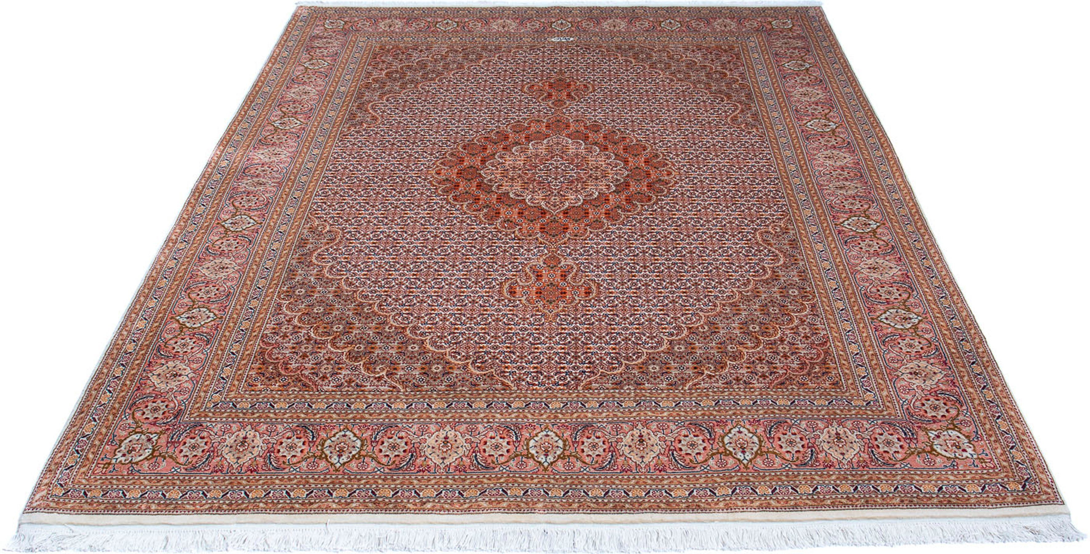 Orientteppich Perser - Täbriz - 202 x 150 cm - hellrot, morgenland, rechteckig, Höhe: 10 mm, Wohnzimmer, Handgeknüpft, Einzelstück mit Zertifikat
