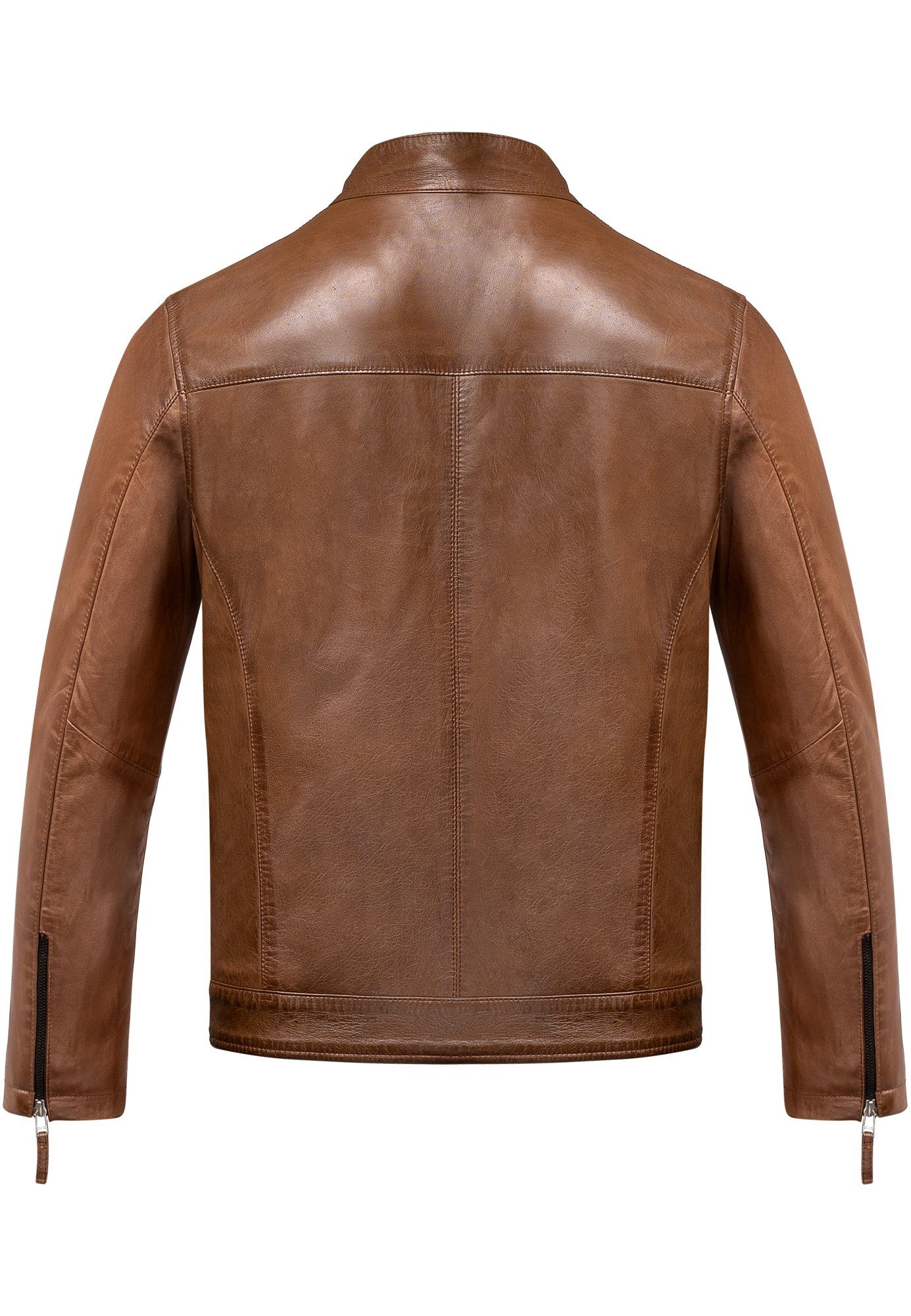 Zipper Herren Jacke Lederjacke Lederjacke Biker Amaci&Sons CICERO Cognac Echtleder