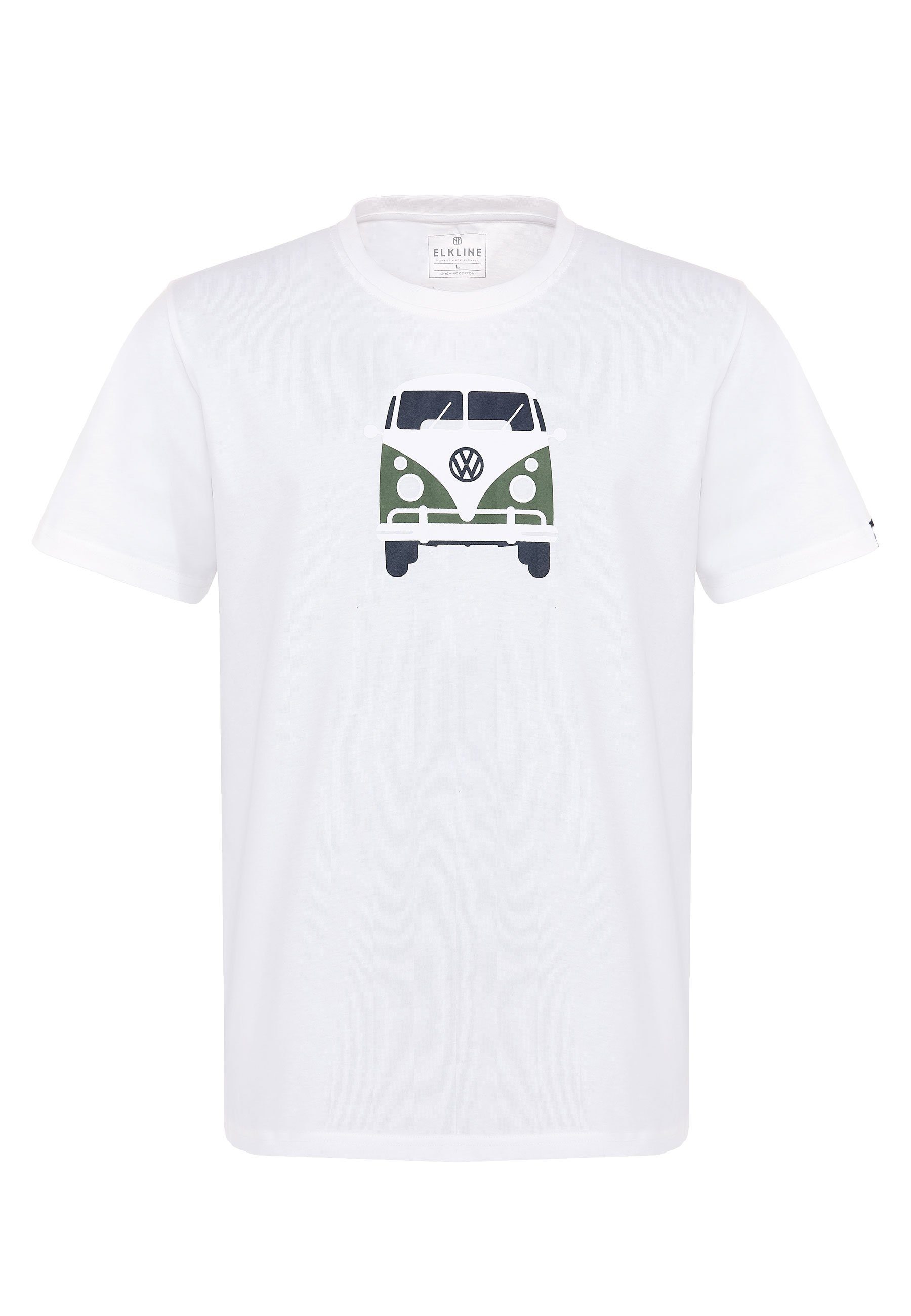 White lizenzierter Bulli Methusalem T-Shirt Rücken Brust Print Elkline VW