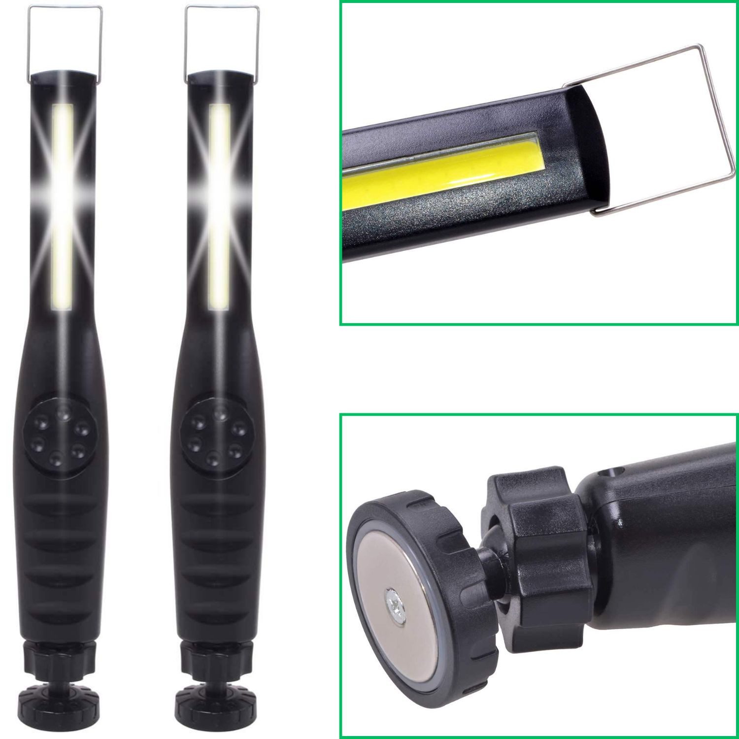 Diedrich Filmer GmbH LED Arbeitsleuchte 2x COB LED Arbeitsleuchte Batteriebetrieben, LED, KFZ Werkstatt-Leuchte Hand-Lampe Inspektion Leuchte Handlampe