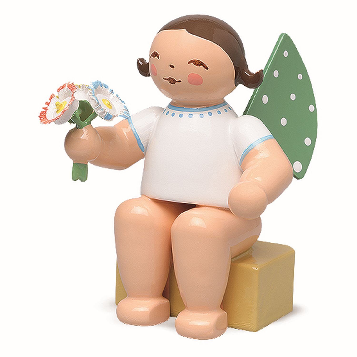 Wendt & Kühn Weihnachtsfigur Engel Klein mit Strauß 650/K/ST, zufällig blond oder braunhaarig