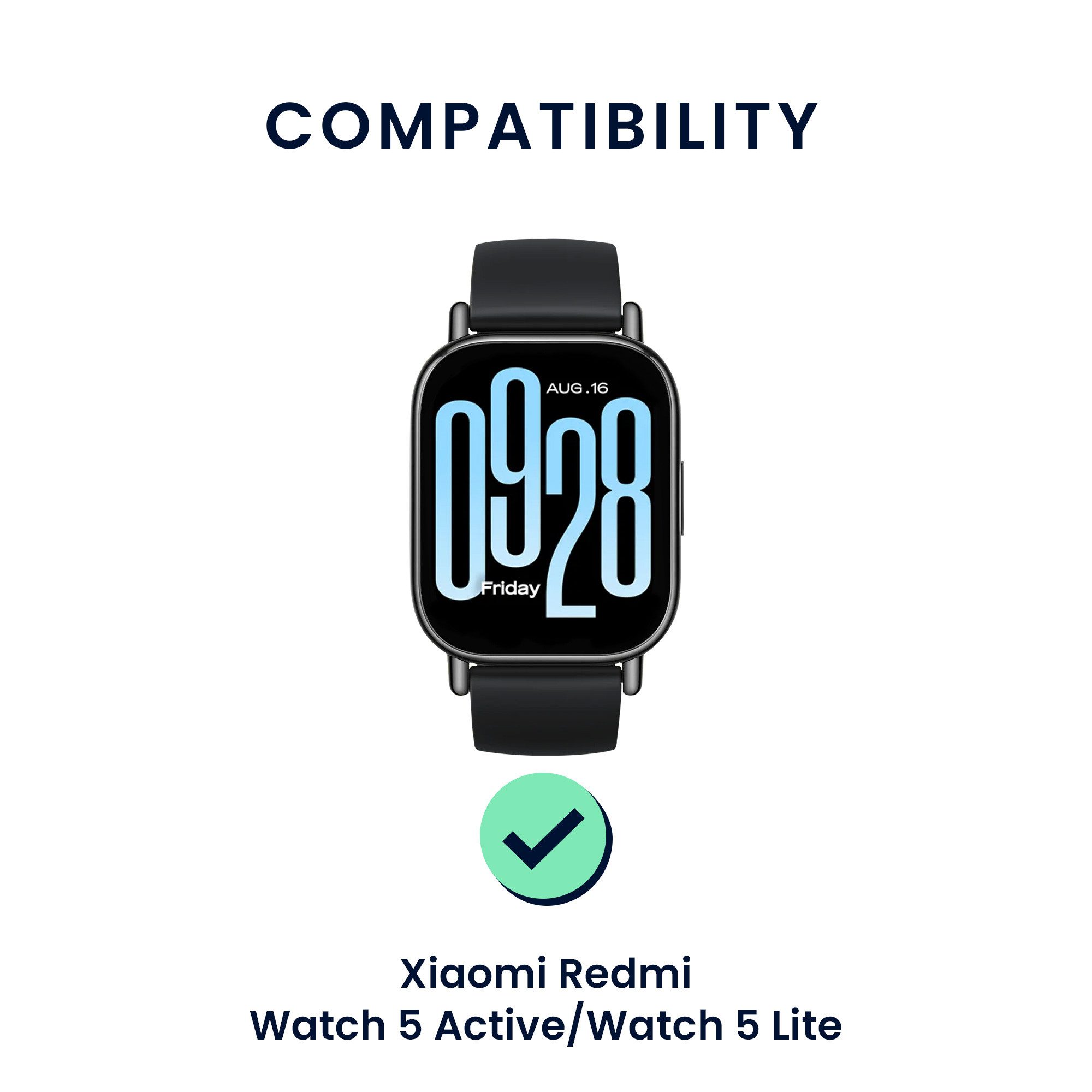 kwmobile 2x Uhrenarmband für Xiaomi Redmi Watch 5 Active / Watch 5 Lite Armband Smartwatch, 2-tlg., Fitnesstracker Band Set aus TPU Silikon - Ersatzarmband Smartwatch