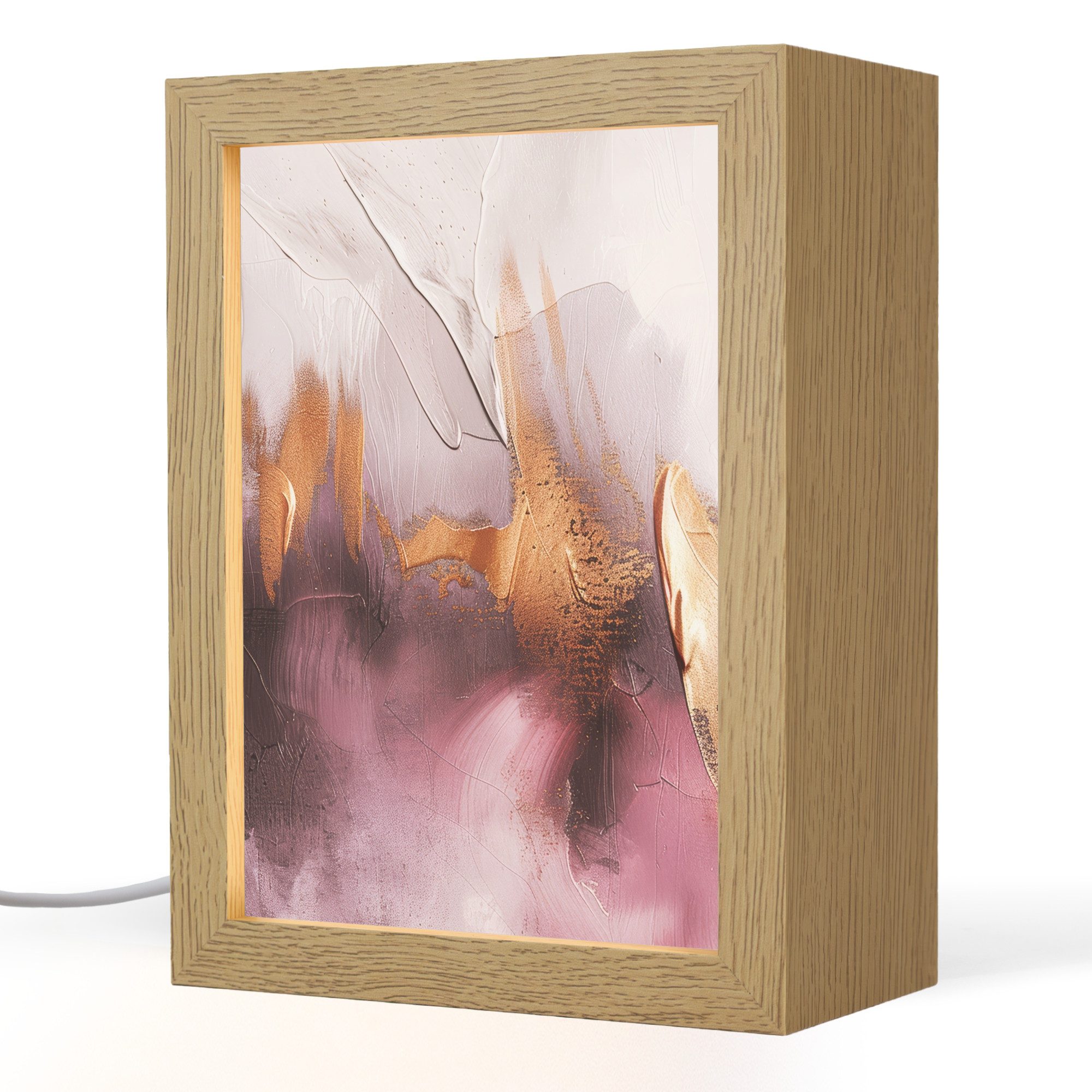 OnlyWow Tischleuchte Lila - Abstrakt - Farbe - Gold, Dimmbar, Farbwechsel, LED, Warmweiß, Kaltweiß, Neutralweiß Einstellbar, Tischlampe, Schreibtischlampe, Desk, Dimmbar, mit Kabel, LED