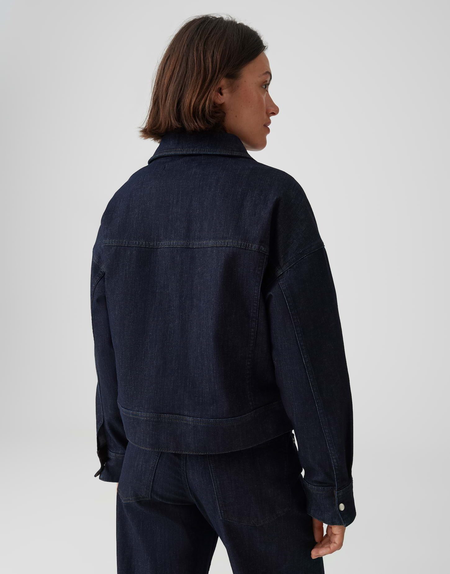 OPUS Jeansjacke Barn Jacke aus Denim Regular Fit abgesteppte Teilungsnähte