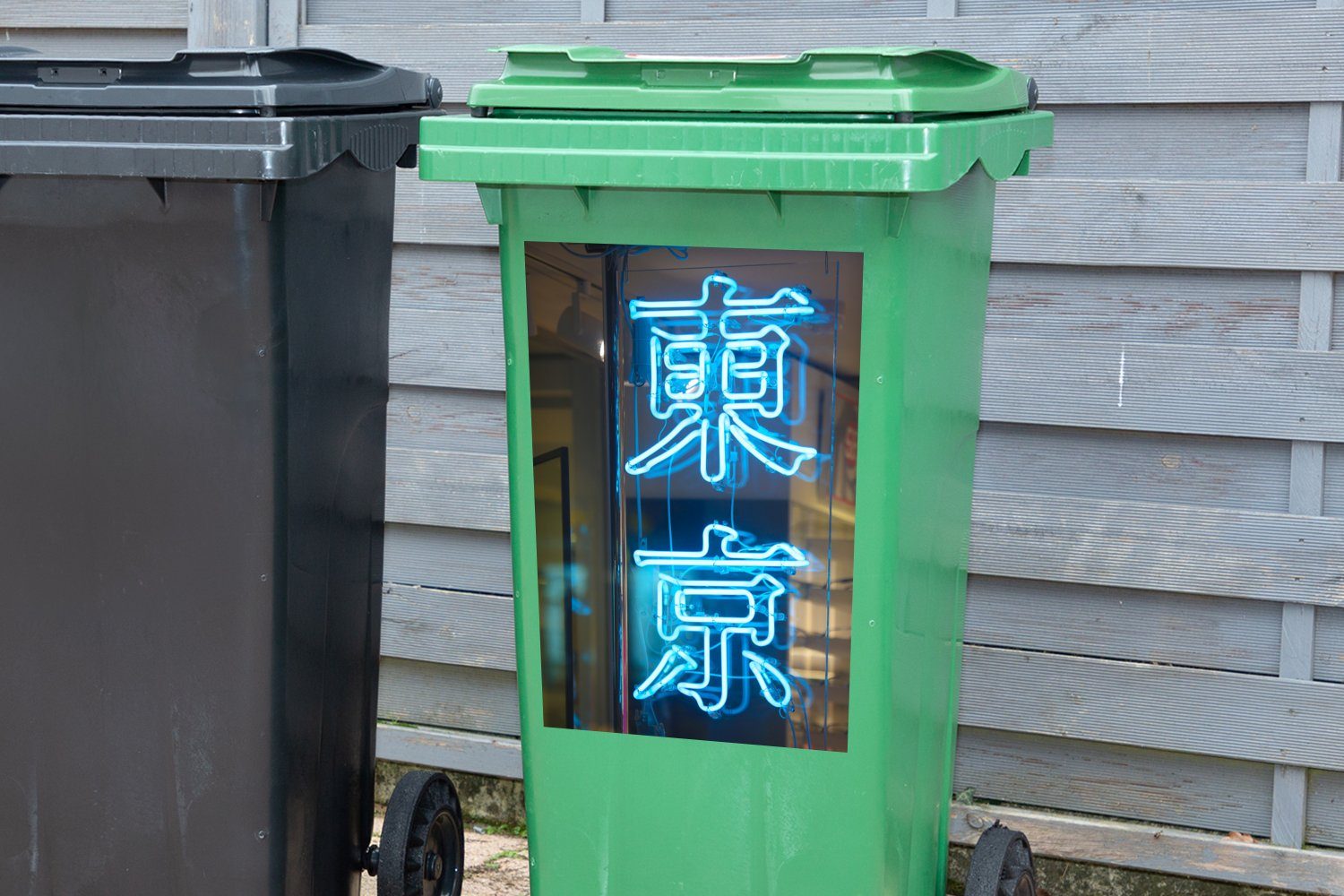 Wandsticker St), Mülleimer-aufkleber, Neonschild Container, Sticker, MuchoWow Abfalbehälter (1 Mülltonne,