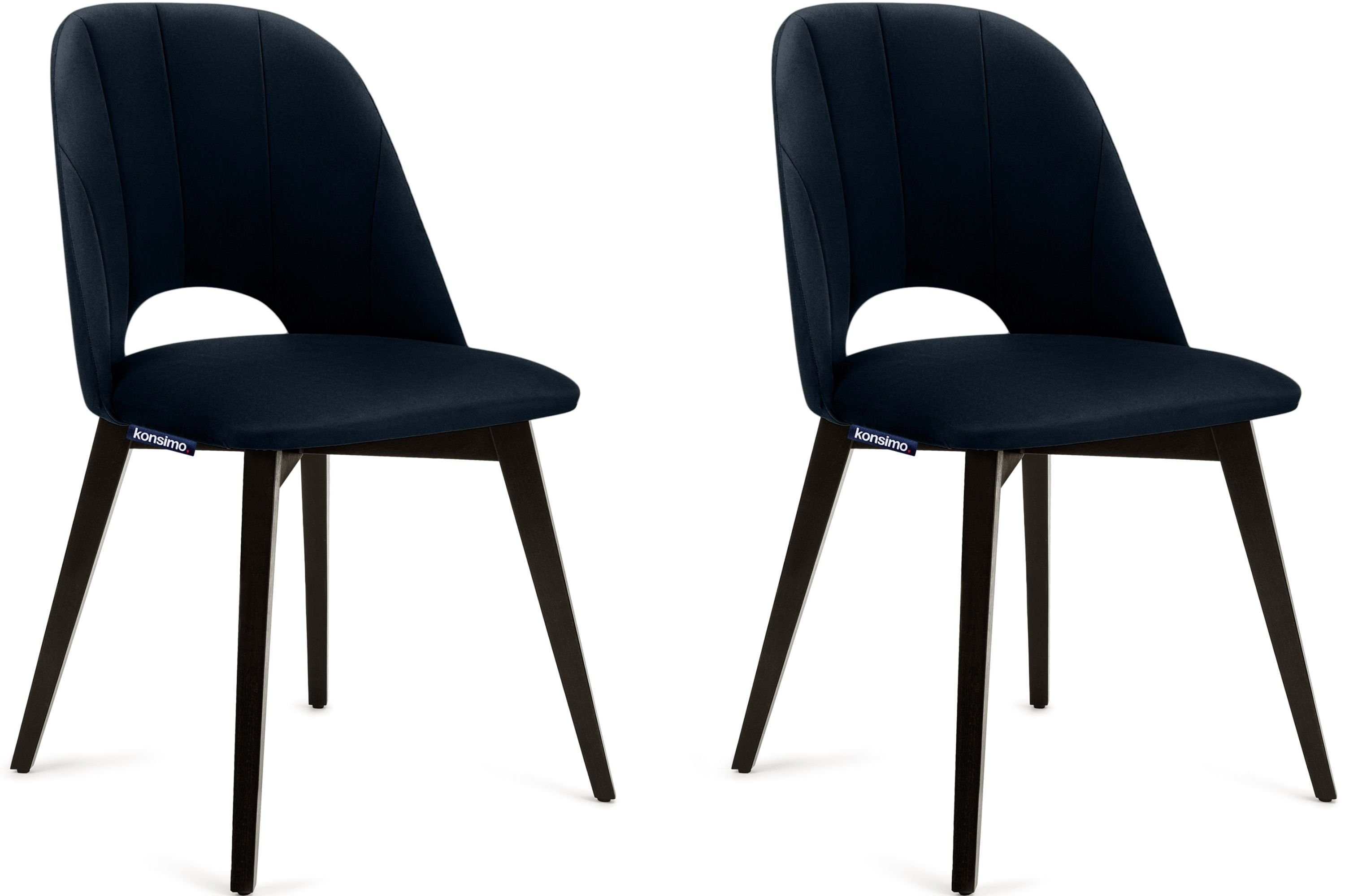Konsimo Polsterstuhl BOVIO Wohnzimmerstuhl Stuhl 2 St), dunkelblau / | Samt dunkelblau (Esszimmerstühl, wenge