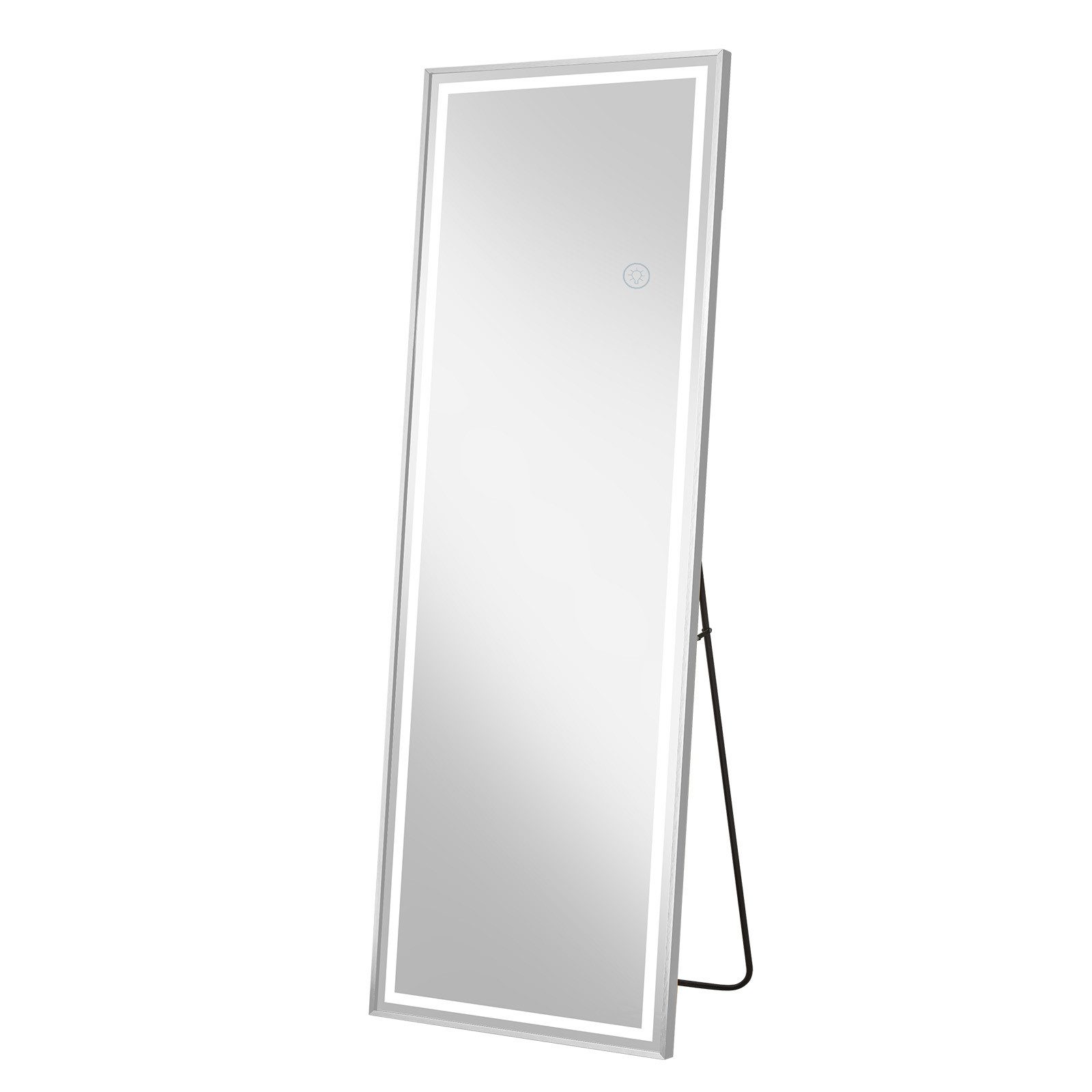 BBWL Ganzkörperspiegel mit LED-Beleuchtung, 160 x 50 cm, 3 Farbtemperaturen, dimmbar, Touch-Sensor, Metallrahmen – Bild 2 von 5