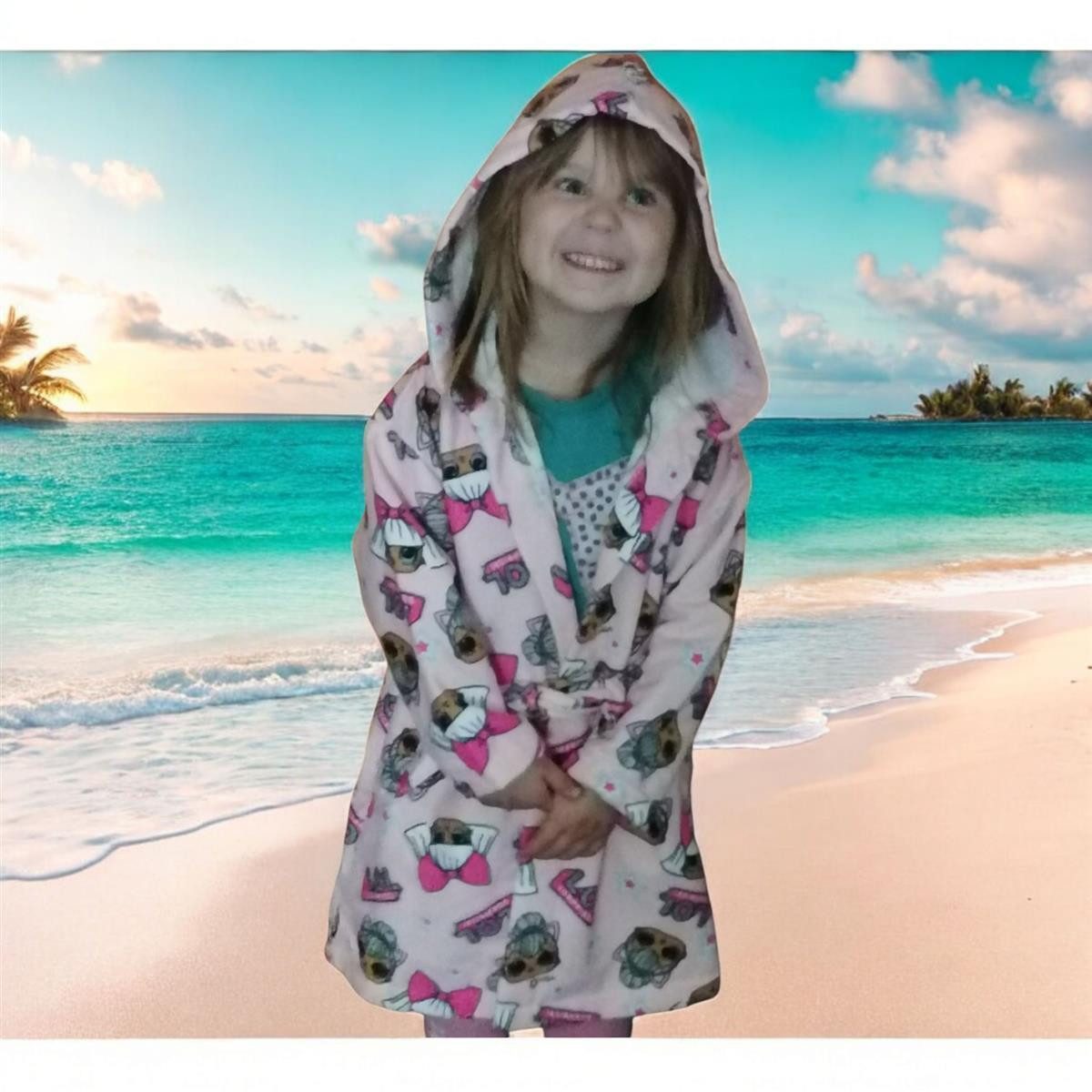 L.O.L. SURPRISE! Kinderbademantel L.O.L. Surprise Bademantel Mädchen Rosa mit Kapuze, Größen 98-128, Polyester