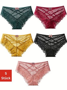 Elegant Love Taillenslip Damen Dessous Slip, sexy Unterwäsche in Spitzenoptik, Panties (Set, 5-St., 5er-Pack) Tanga High Waist, Höschen Lingerie für Damen