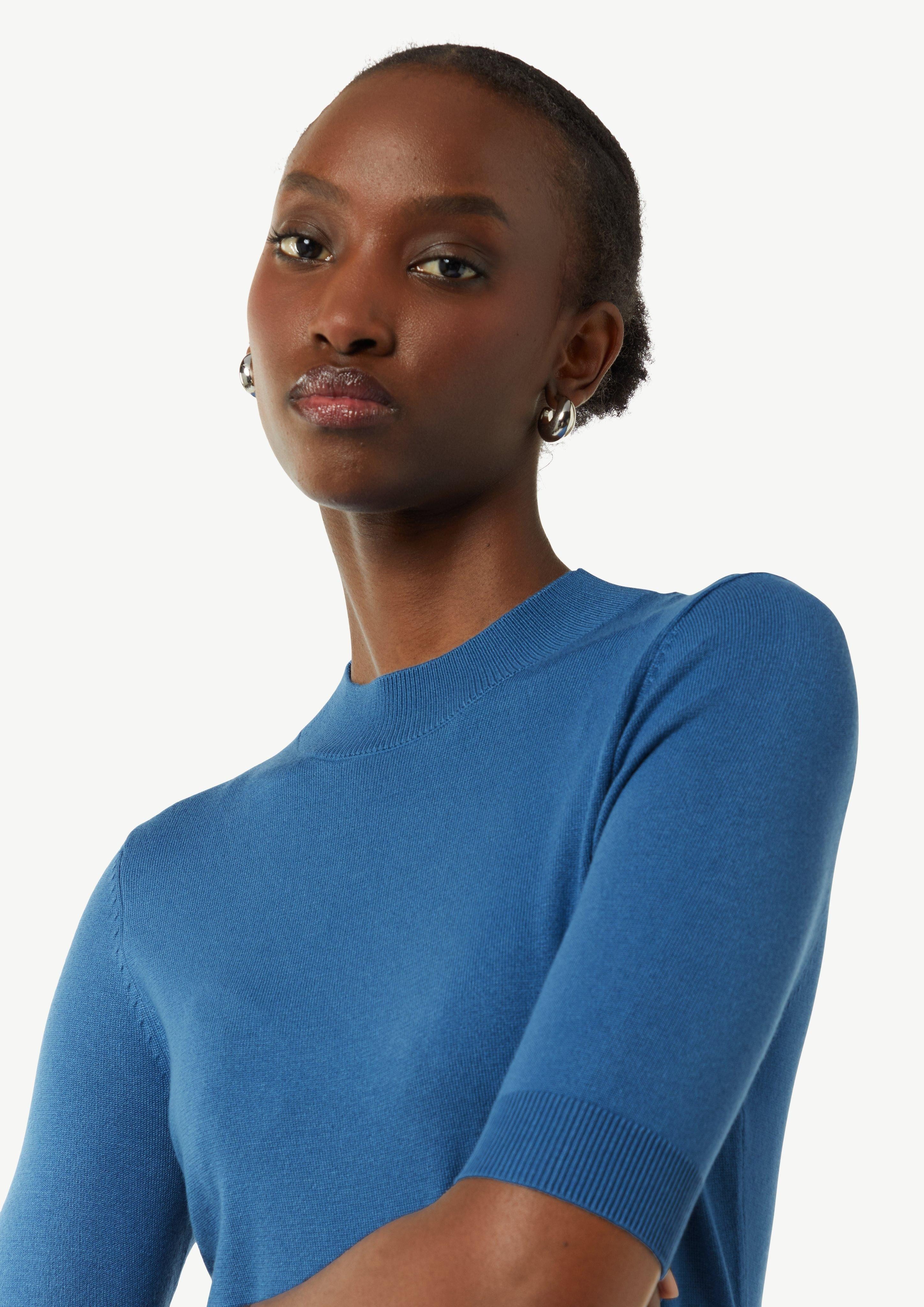 Comma Kurzarmshirt Feinstrickpullover aus Viskosemix günstig online kaufen