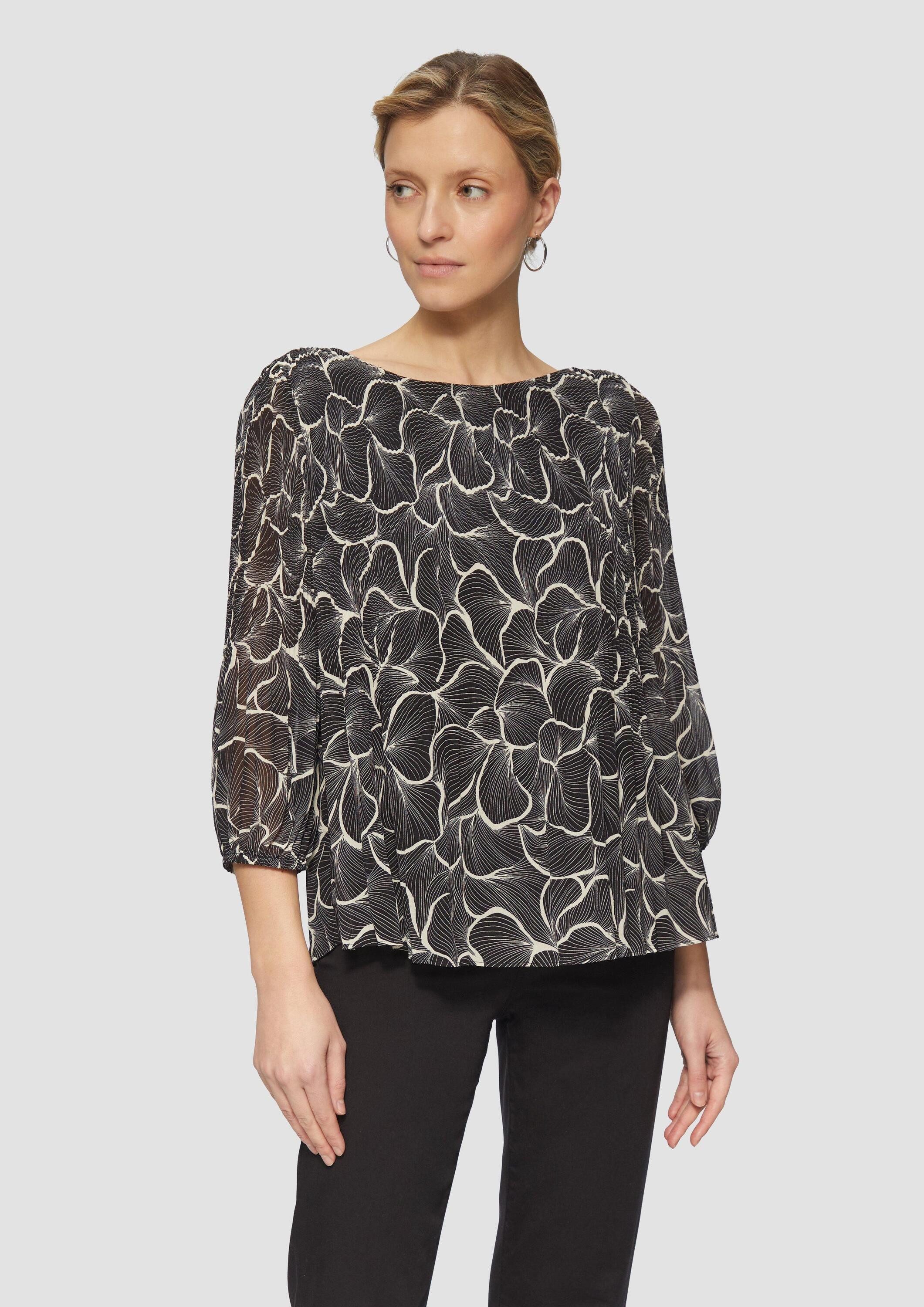 s.Oliver Kurzarmbluse Bluse Bluse in feinem Plisée mit abstrakter Musterung günstig online kaufen