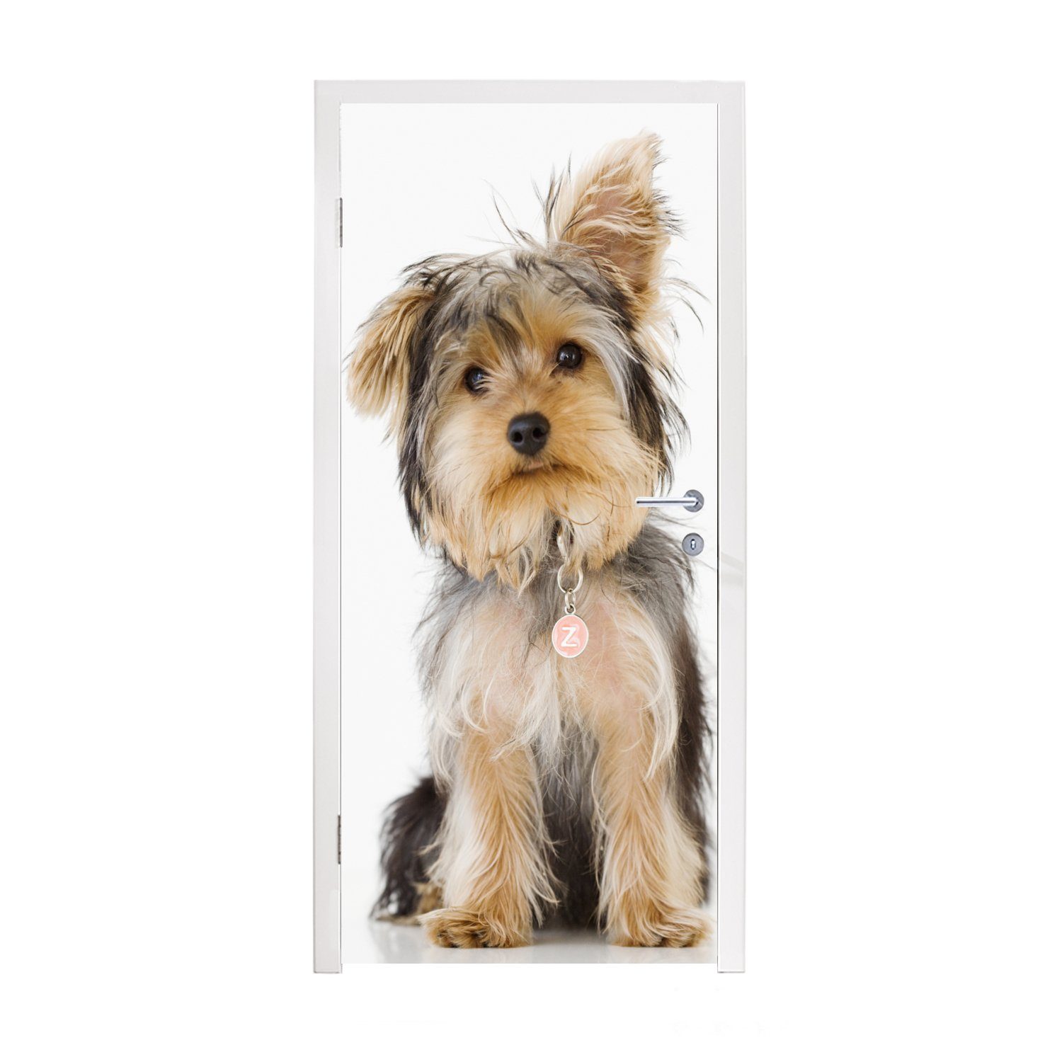 MuchoWow Türtapete Porträt eines Yorkshire-Terriers, Matt, bedruckt, (1 St), Fototapete für Tür, Türaufkleber, 75x205 cm