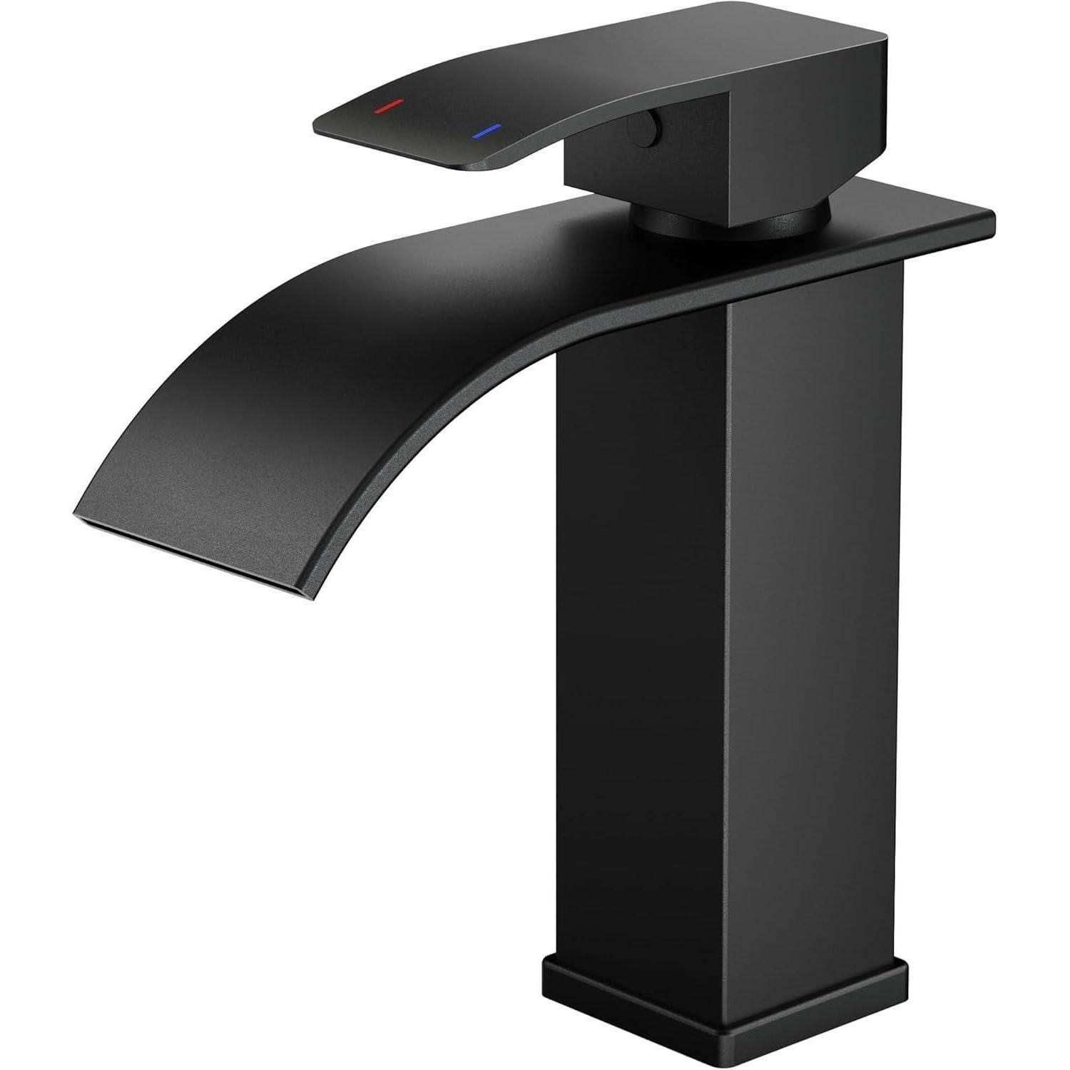 LuxusKollektion Waschtischarmatur Schwarzer Wasserhahn Bad, Wasserfall Waschtischarmatur, Einhandmischer