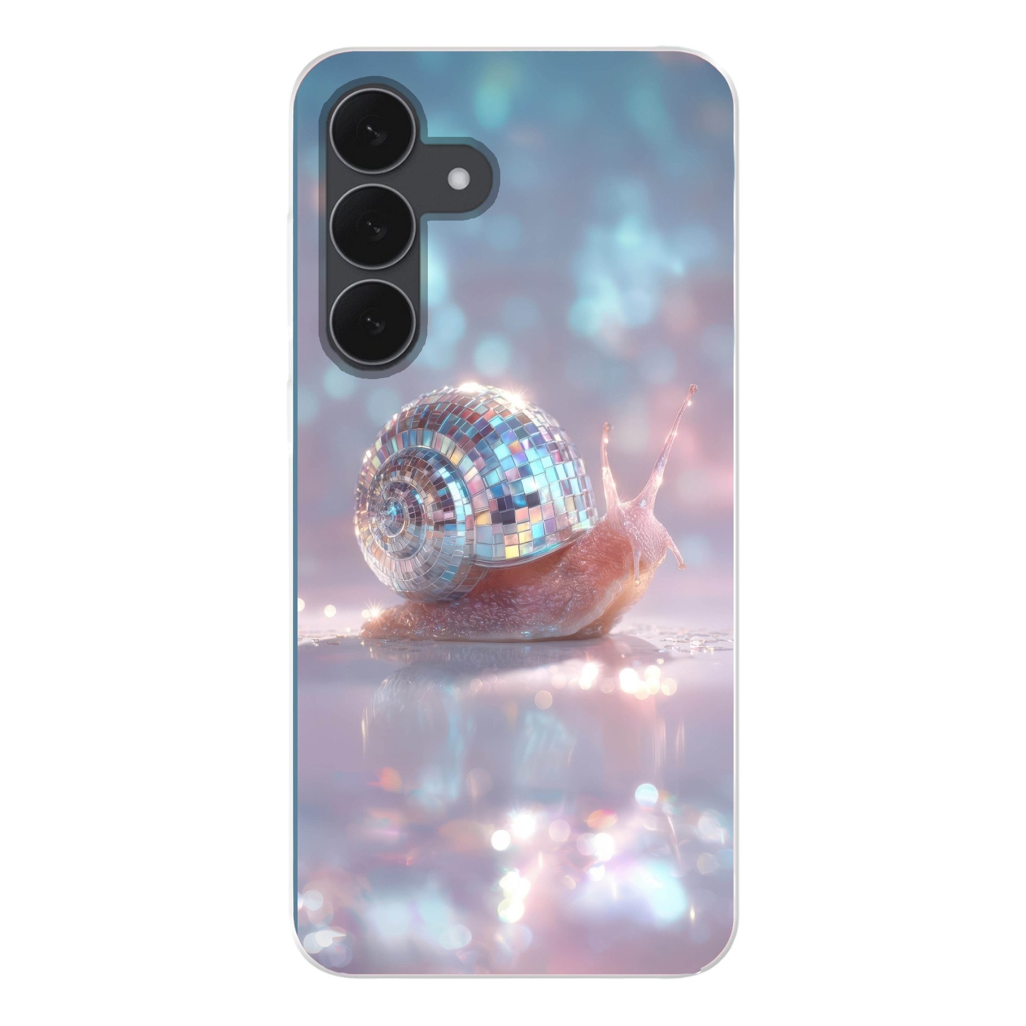 MuchoWow Handyhülle für Samsung Galaxy S25 FE Schnecke - Disco - Mosaik - Blau, Smartphone-Bumper, Print, Handy Schutzhülle Dünn