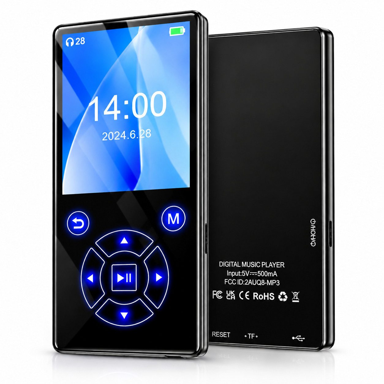 Lisabonde Bluetooth MP3 Player 64GB mit 2,4" Display, erweiterbar MP3-Player (64 GB, FM-Radio,E-Book-Funktion,Diktiergerät,Erweiterbar per TF-Karte)