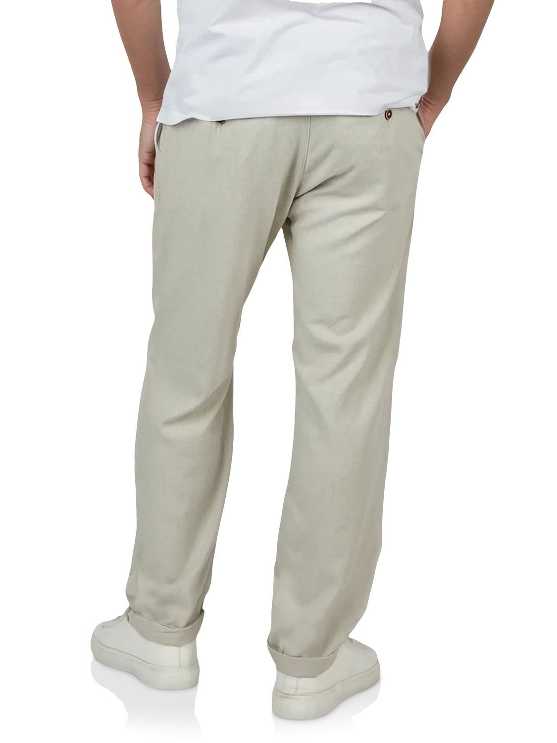 riverso Chinohose Herren Freizeithose RIVMarco Regular Fit Hose mit Leinenanteil und Zugbandverschluss