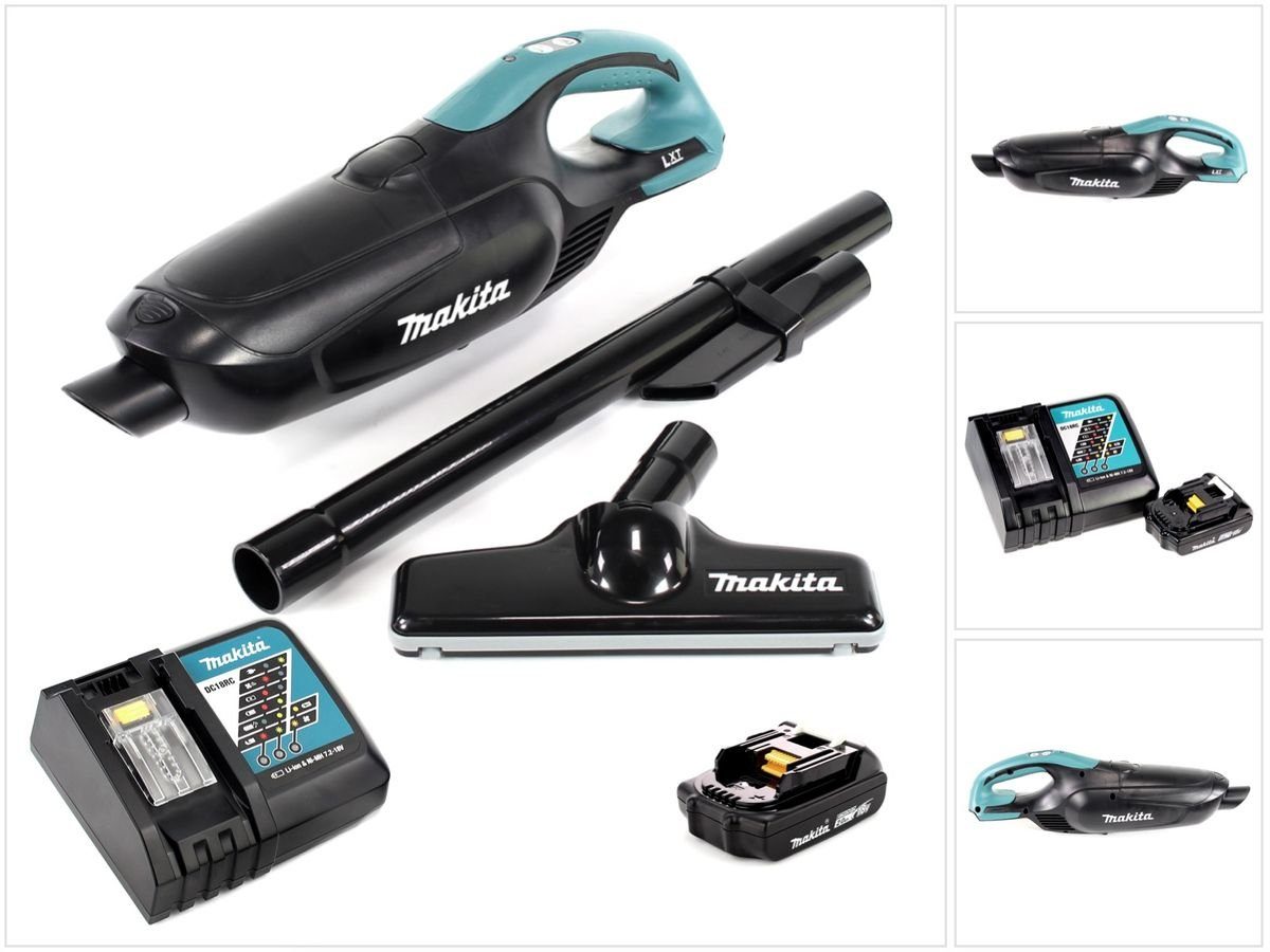 Makita Akku-Handstaubsauger DCL 182 RA1 B Akku Staubsauger 18 V Schwarz + 1x Akku 2,0 Ah + Ladege