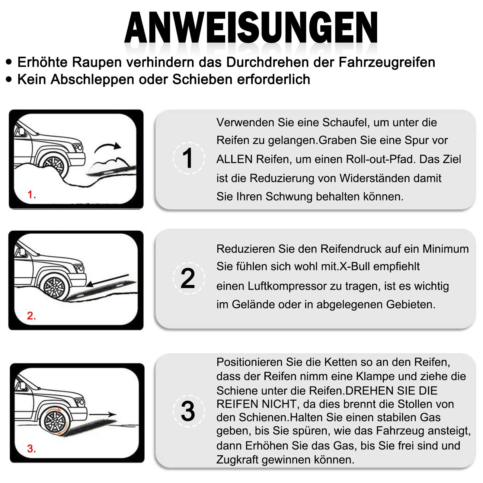 Boards Sand Werkzeugset Schwerlast Starkes Auto Lospitch Nylon Traction 2x Anfahrhilfe