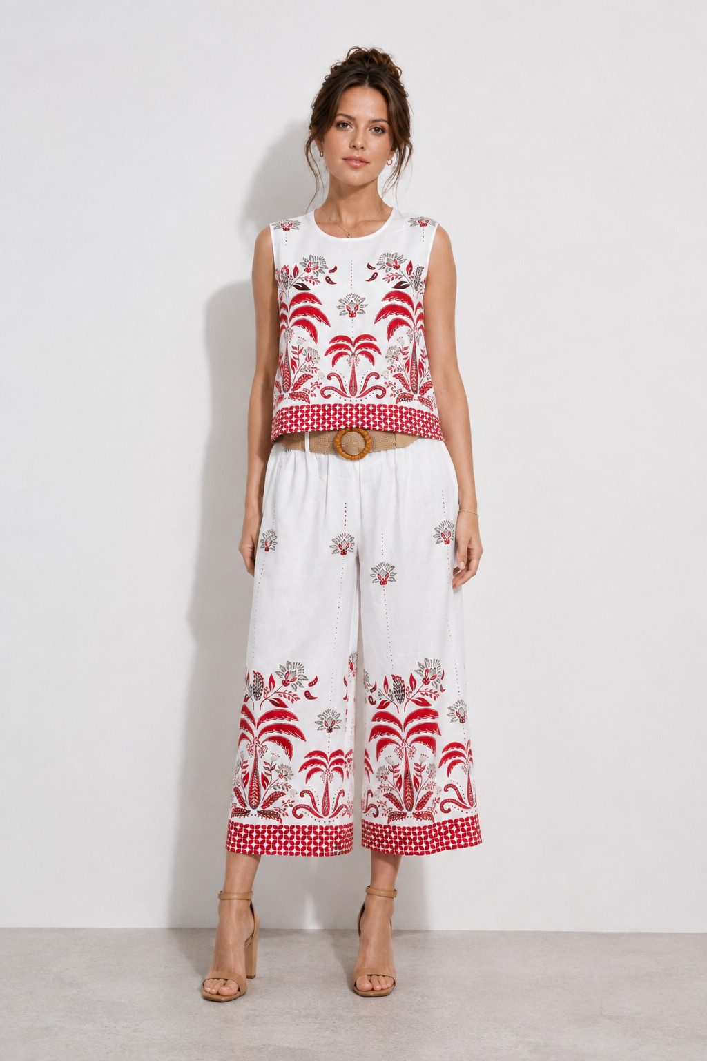 ITALY VIBES Jumpsuit - Zweiteiler Damen - Sommer Set mit Culotte und Print ONE SIZE / passend für Größen M bis XL