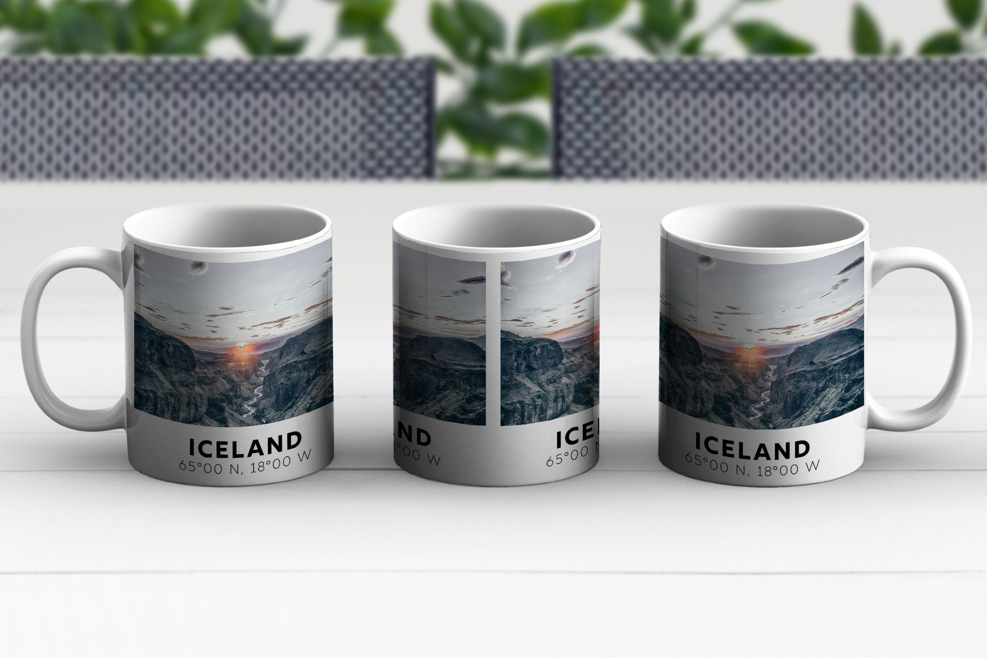 Tasse Teetasse, Geschenk MuchoWow Wasser Island Teetasse, Keramik, Sonne, Kaffeetassen, - Berge - - Becher,