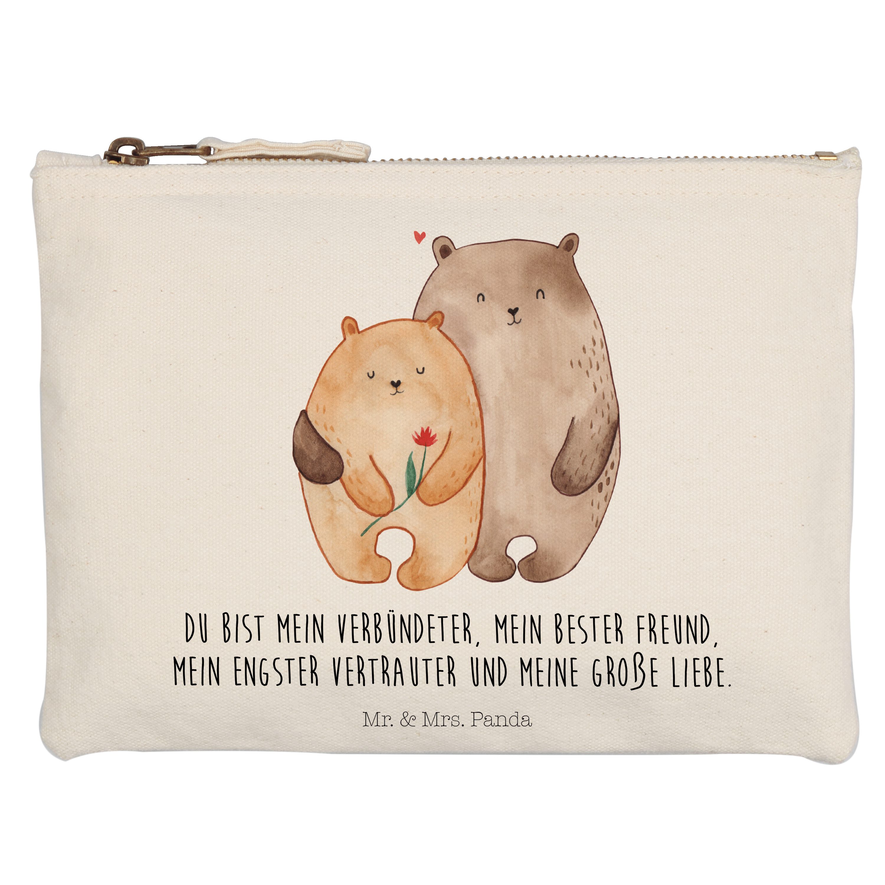 Mr. & Mrs. Panda - Geschenk, - Liebe Kosmetiktasche, Ehefrau, Kosmetiktasche (1-tlg) Weiß Bären Schminktasche