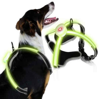 Hunde-Geschirr Hundegeschirre LED Verstellbar Welpen-Geschirr Atmungsaktiv Hunde Brustgeschirr S